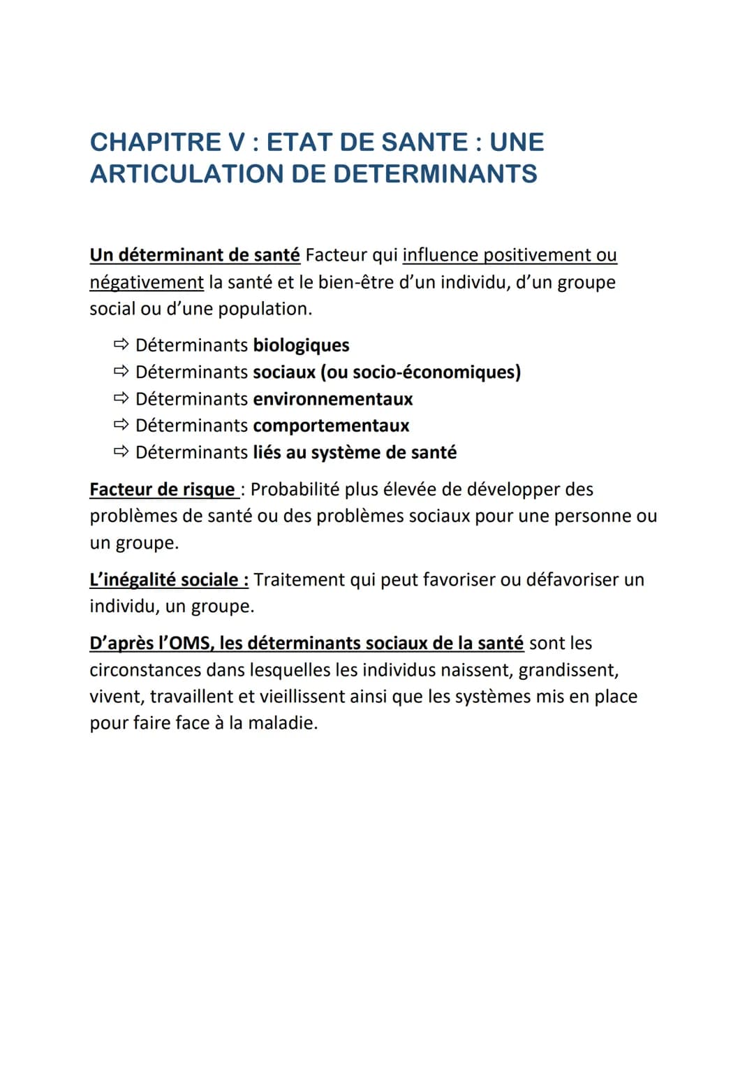# REPERTOIRE DEFINITIONS STSS
MODULE 1 SANTE, BIEN-ETRE ET COHESION
SOCIALE
CHAPITRE I: DE LA SANTE DES INDIVIDUS A
LA SANTE DE LA POPULAT