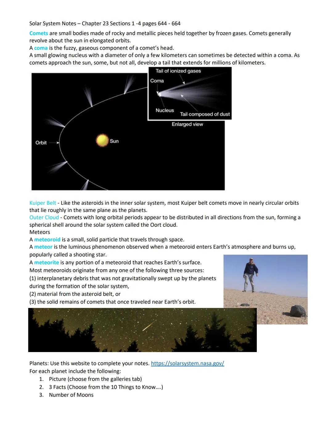 Solar System Notes - Chapter 23 Sections 1-4 pages 644-664
There are two types of planets.
- The terrestrial planets are planets that are