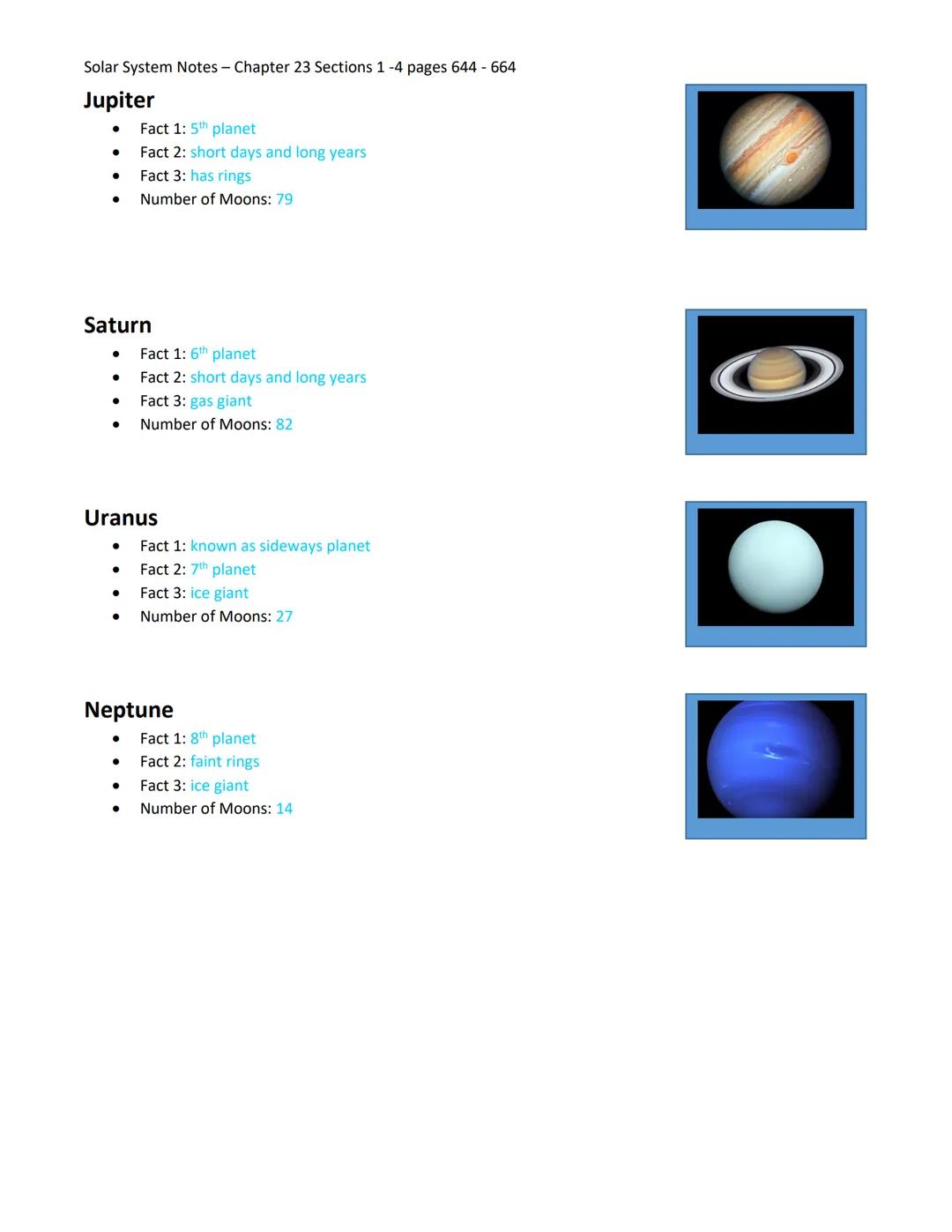 Solar System Notes - Chapter 23 Sections 1-4 pages 644-664
There are two types of planets.
- The terrestrial planets are planets that are