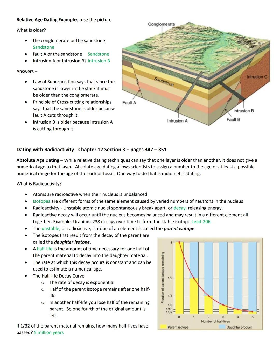 # Discovering Earth's History - Class Notes - Chapter 12 Sections 1 - pages 336 - 341
Rocks record the geological events and changing life