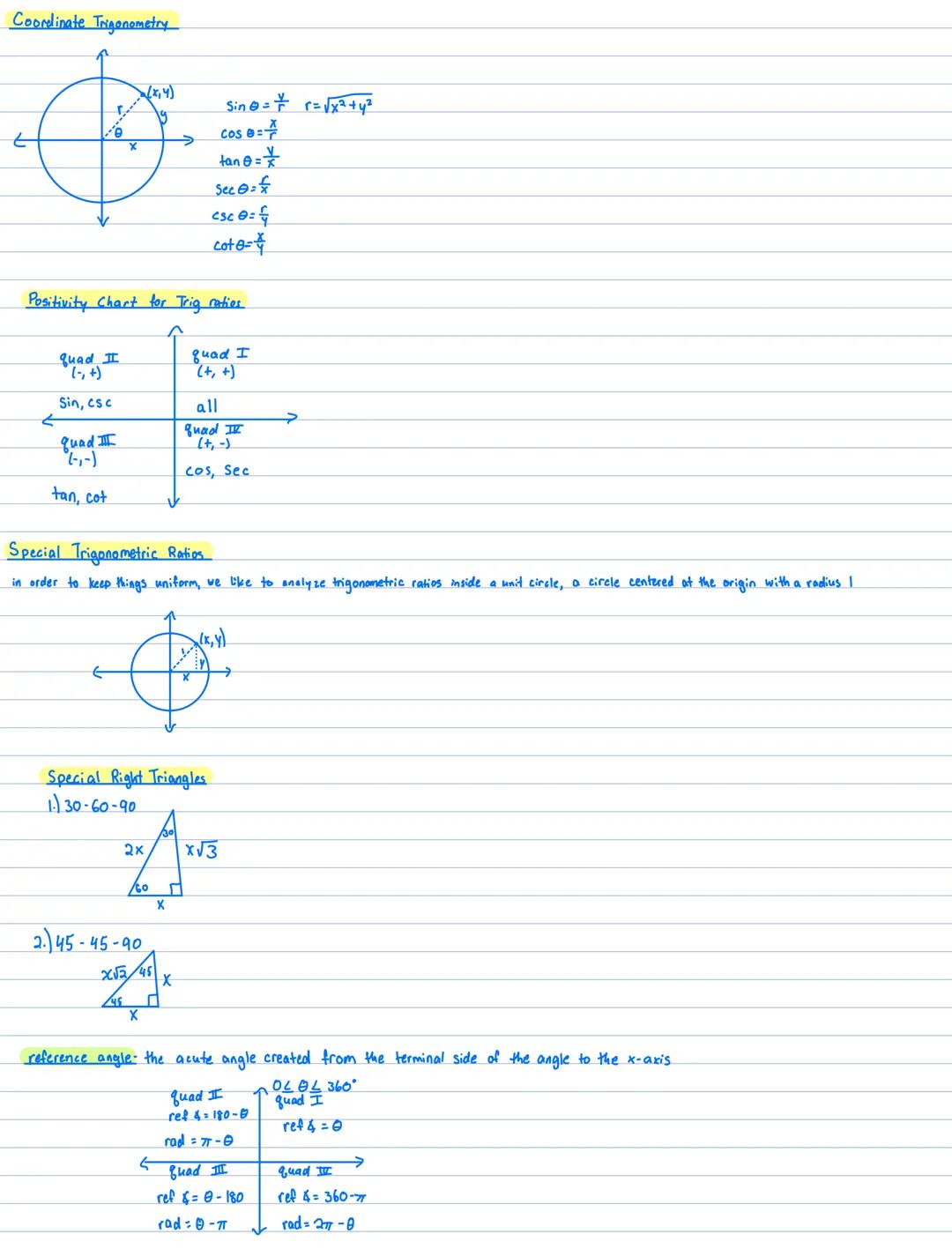 trigonometry relationship of the ratio of sides of a right triangle
hypotenuse
opposite
leg
adjacent
leg
-theta
sine ratio
Sin (0) = $\fr