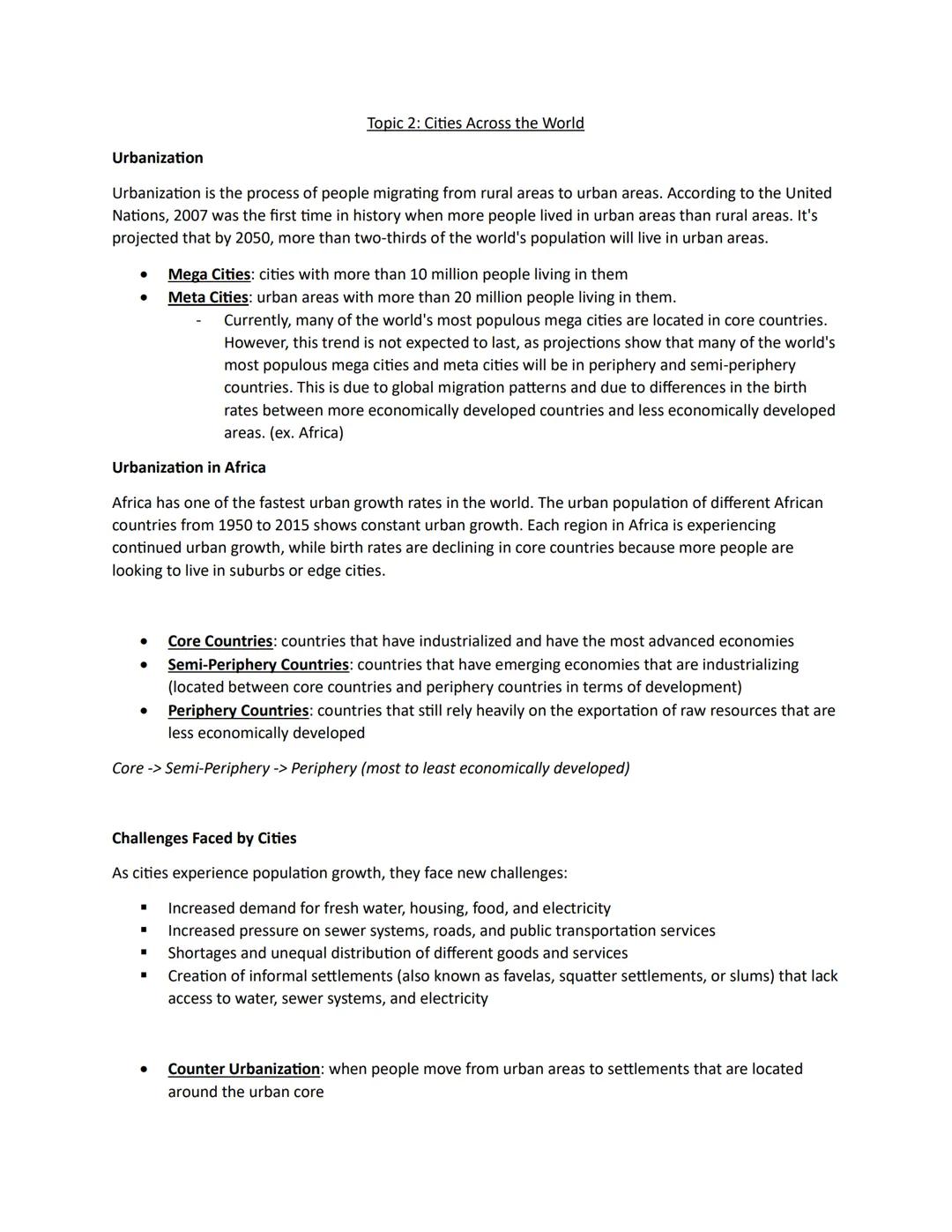 # Unit 6 # Topic 1: The Origin and Influences of Urbanization
Site Factors vs. Situation Factors
When thinking about the origins and influ