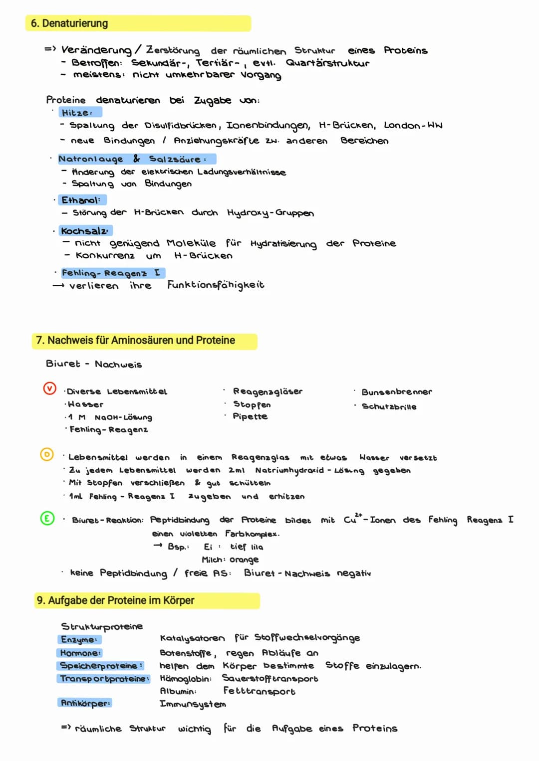 # PROTEINE Proteine
1. Aufbau von Aminosäuren
* kristalline Verbindung
* Einfachste Aminosäure: Glycin
* einzige AS ohne asymmetrisch