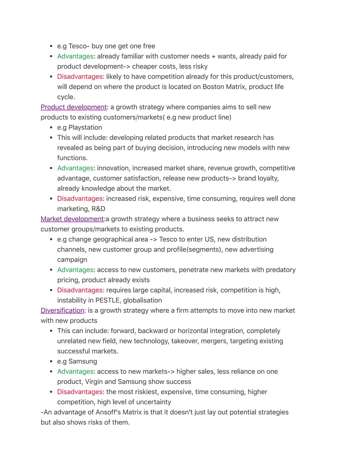 # Chapter 8: Choosing strategic direction
Marketing strategies
-Strategic direction is the general path a business takes, based on its mis