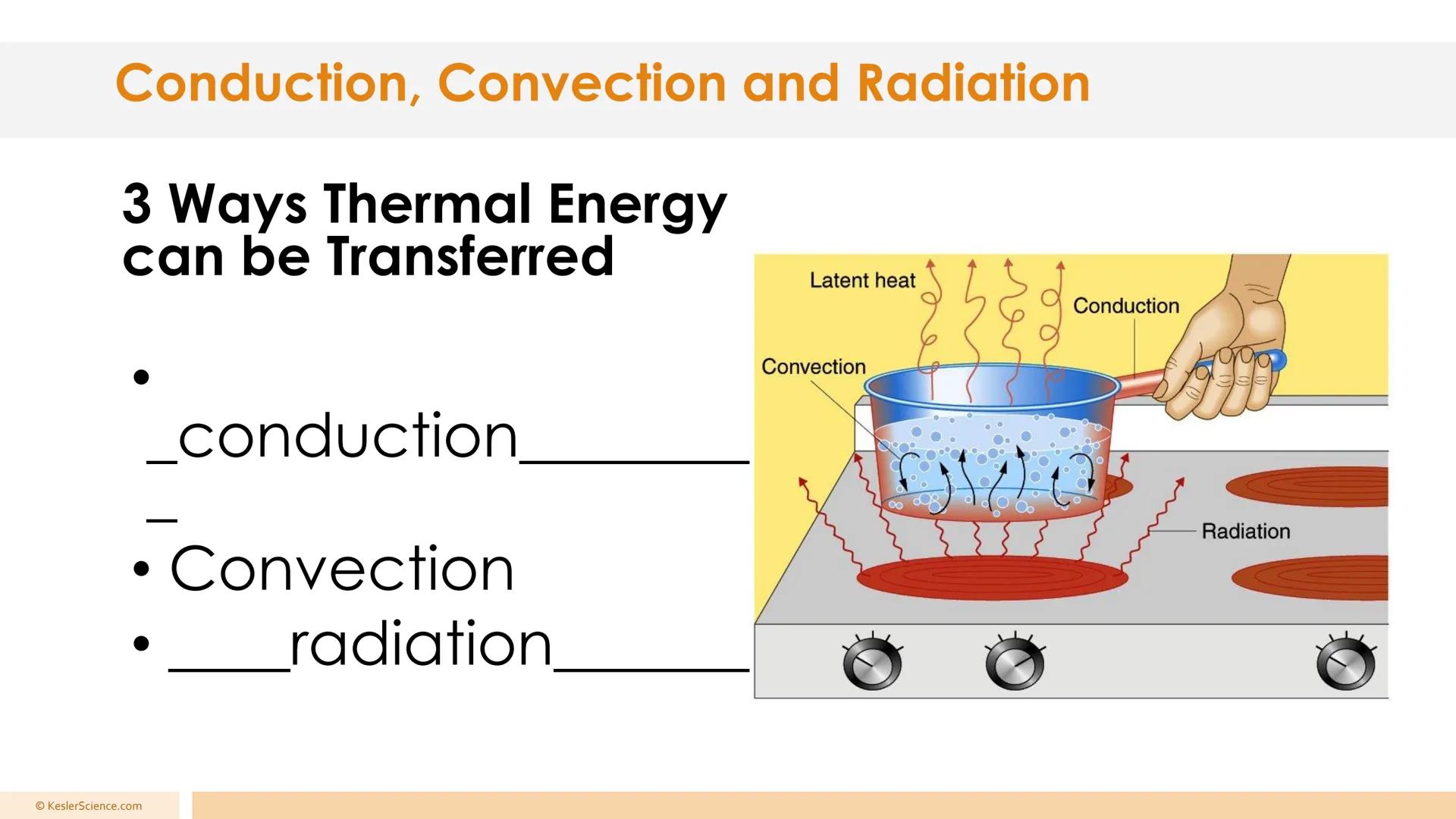 # Conduction, Convection, and Radiation
Presented by Kesler Science # Conduction, Convection and Radiation
## Convection
•The transfer of