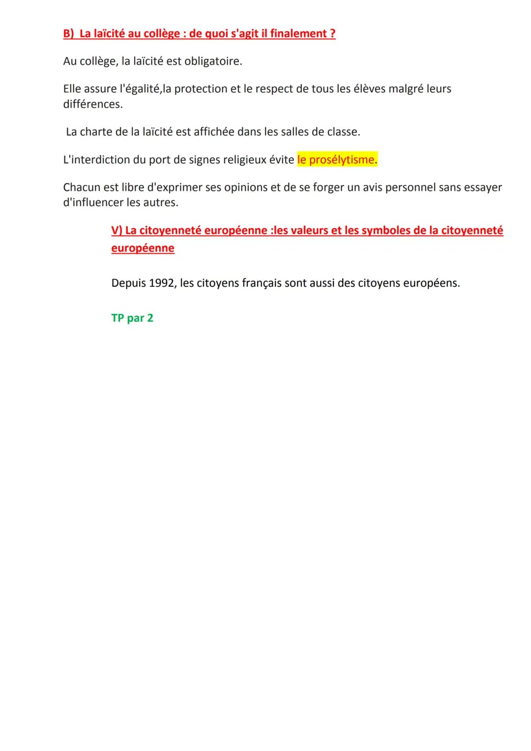 # LA CITOYENNETE FRANCAISE ET EUROPEENNE
Problématique: Quels sont les fondements de la République et de la
citoyenneté française et europé