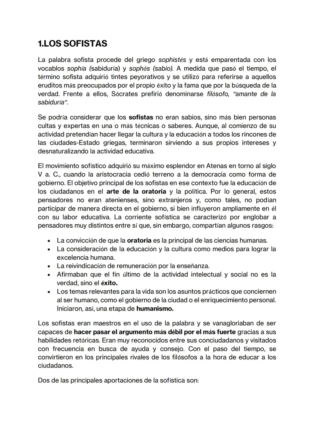 # FILOSOFÍA EN LA POLIS
SOFISTAS Y SÓCRATES # 1.LOS SOFISTAS
La palabra sofista procede del griego sophistés y está emparentada con los
vo