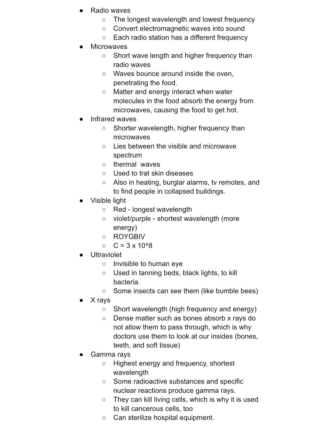 - Radio waves
- The longest wavelength and lowest frequency
- Convert electromagnetic waves into sound
- Each radio station has