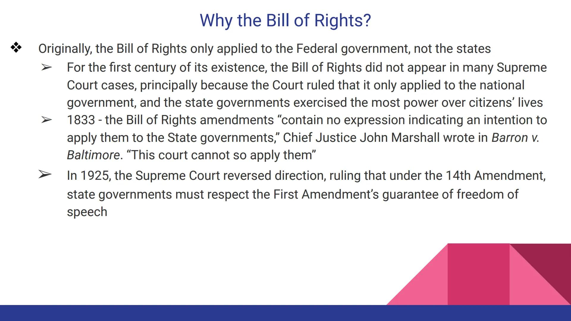 # Constitutional Amendments
Amendments 1-10
"The Bill of Rights" # Why the Bill of Rights?
* In 1787, the Constitution was written and
