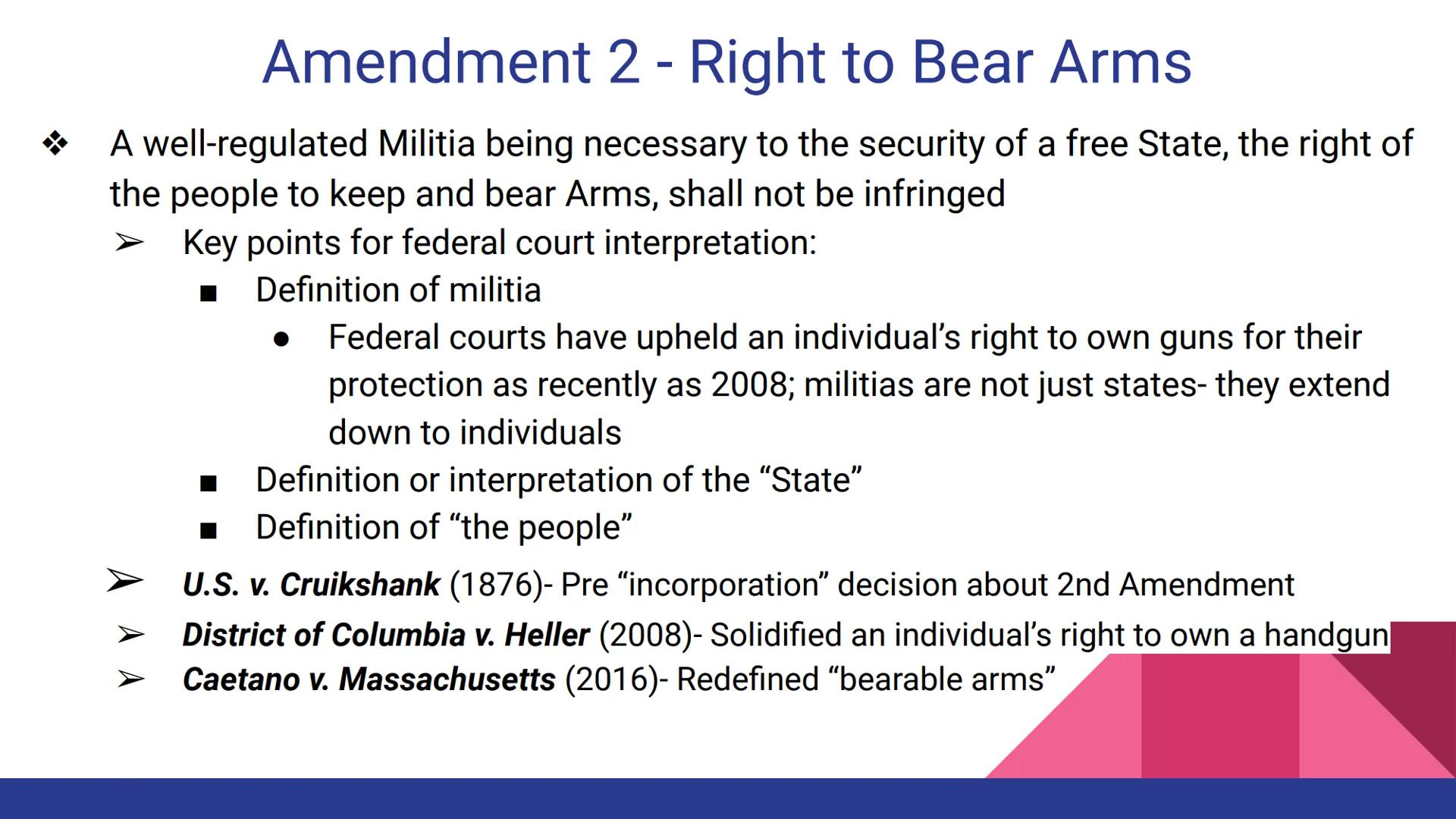# Constitutional Amendments
Amendments 1-10
"The Bill of Rights" # Why the Bill of Rights?
* In 1787, the Constitution was written and