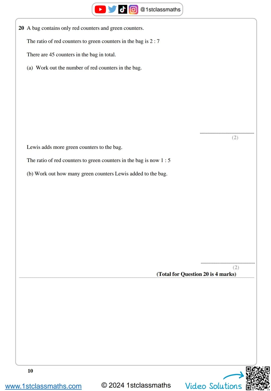 # 1st Class
Maths
Video Solutions
PRACTICE PAPER FOR
Edexcel Paper 1F
(June 2024)
Disclaimer
SCAN ME
This paper has been created based
