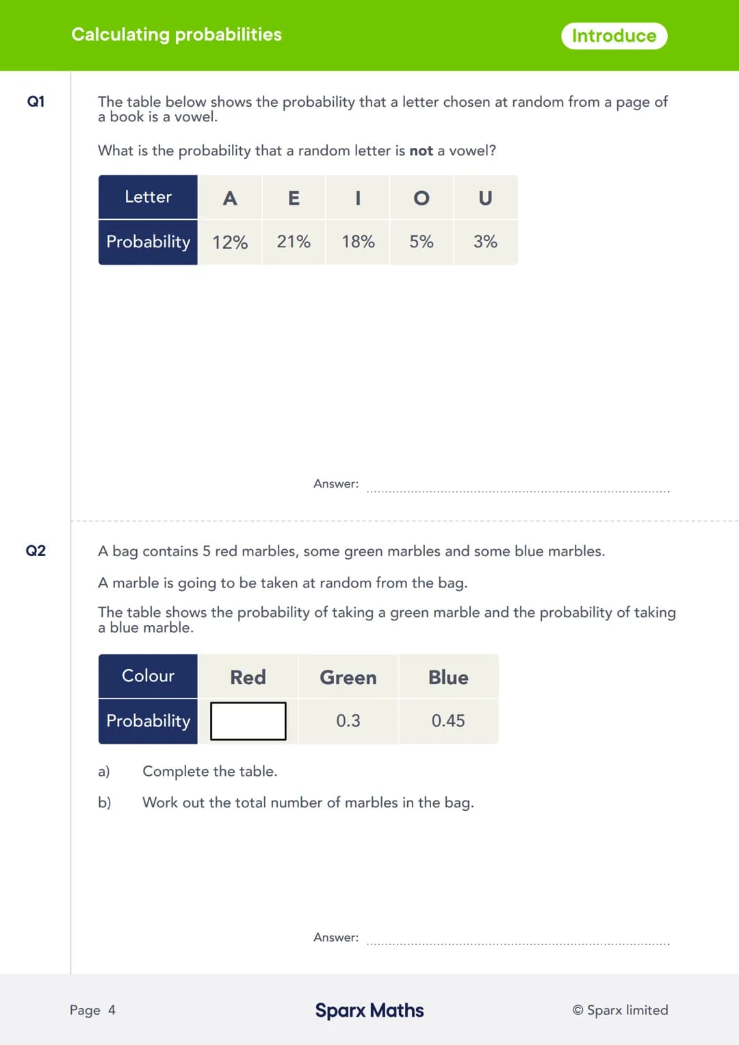 # Sparx Maths
# Crossover Workbook 5
Probability
sparxmaths.com In this series of six workbooks, there are a range of questions from key