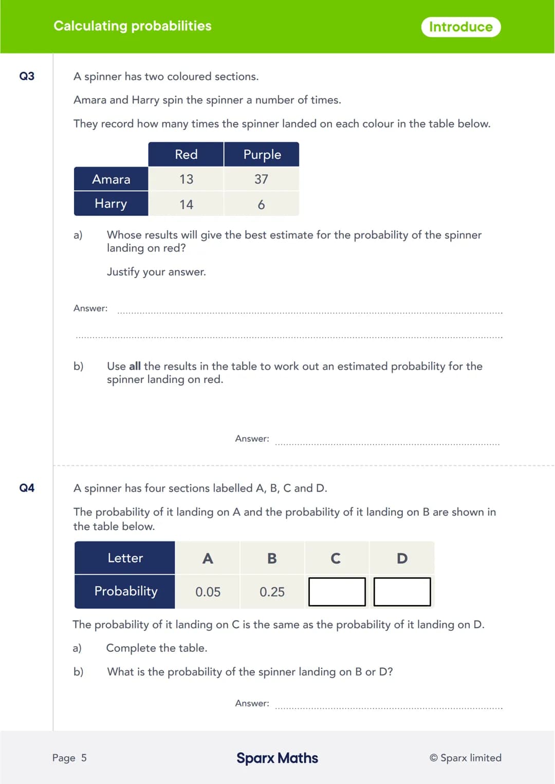 # Sparx Maths
# Crossover Workbook 5
Probability
sparxmaths.com In this series of six workbooks, there are a range of questions from key