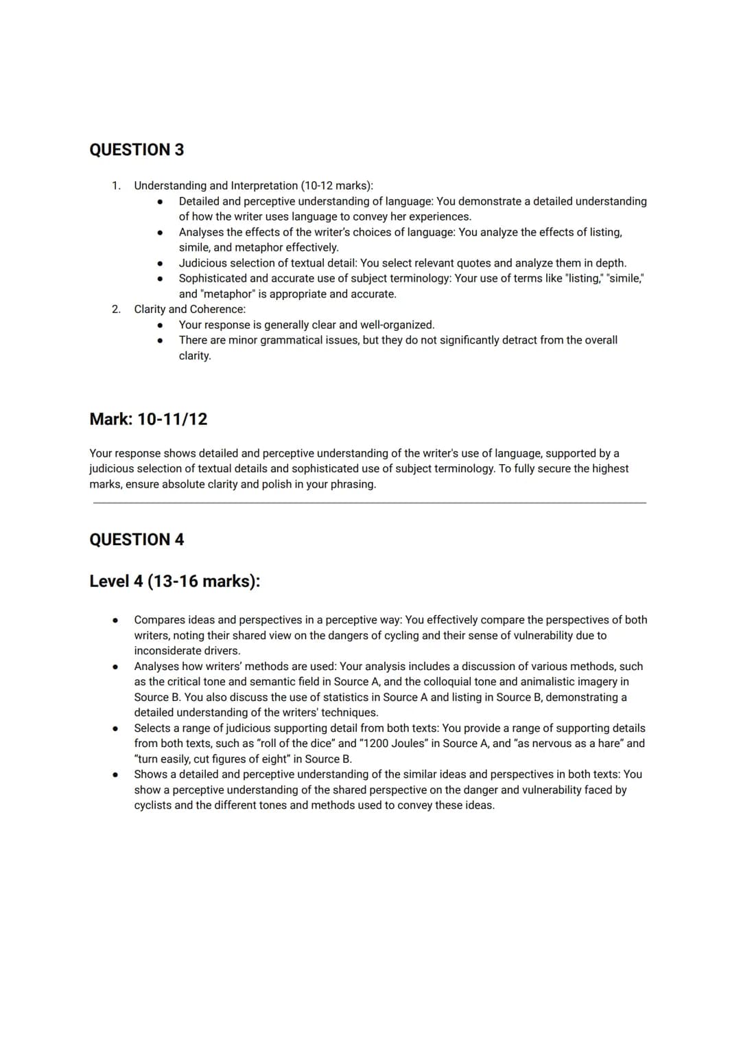 # AQA English Language Paper 2-2018 NOV
Q1-C, D, F, G
Q2 - In source A, the drivers are presented as inconsiderate, which ultimately cause