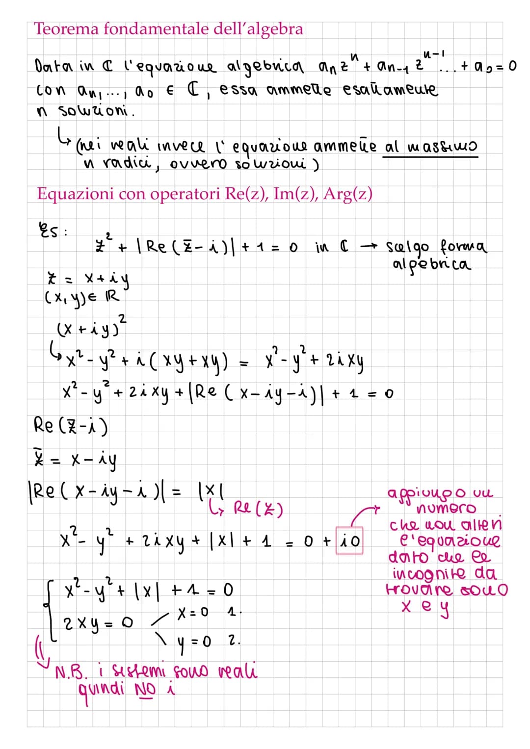 # Numeri complessi
Trallazione intuitiva: x² + 1 =0, x²=-1-> impossibile nel
campo dei numeri IR
Se poniamo la √-1 uguale a i (√-1 = i) =>