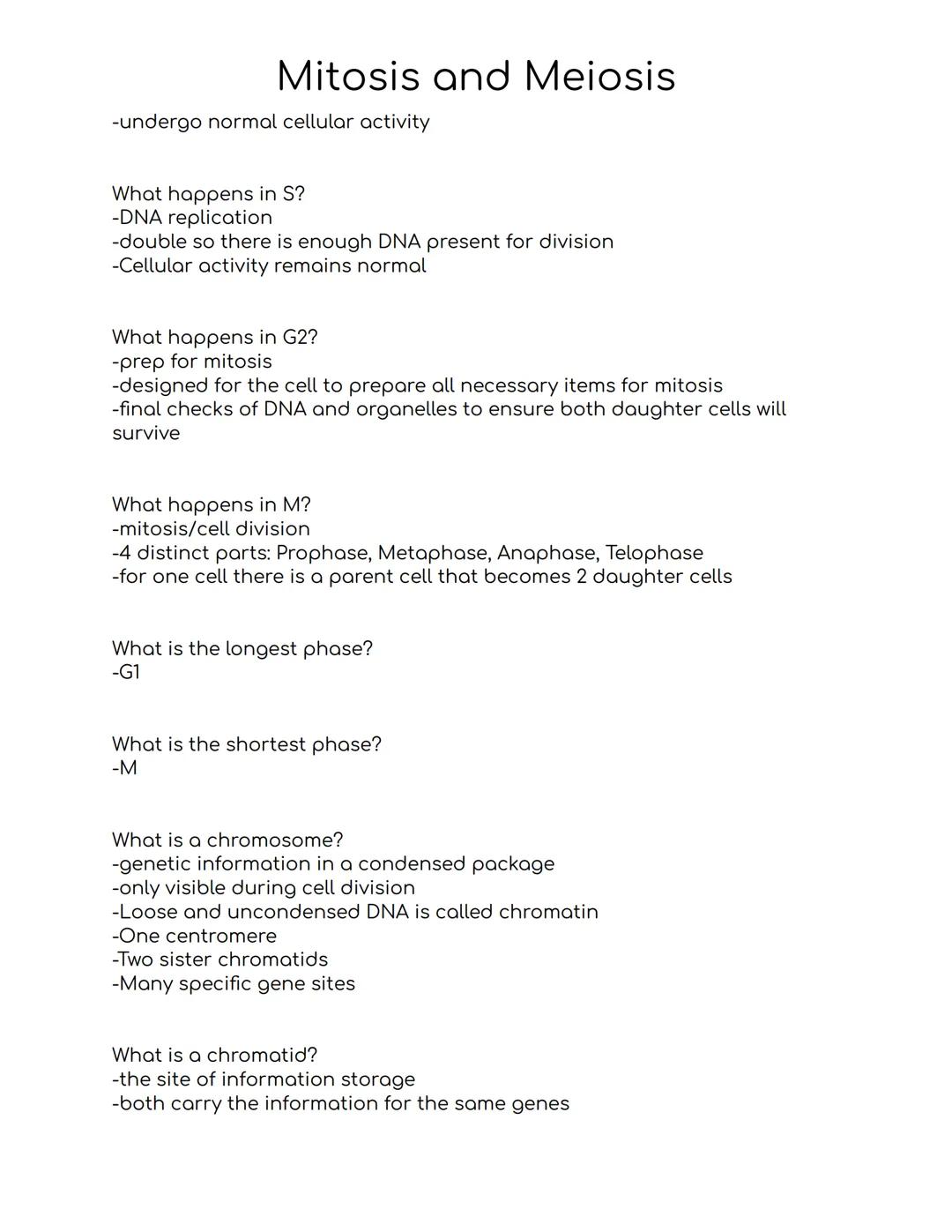 # Mitosis and Meiosis
Why do cells divide?
-to make more cells and beat the risk of extinction (reproduction)
-for your body to grow and fo