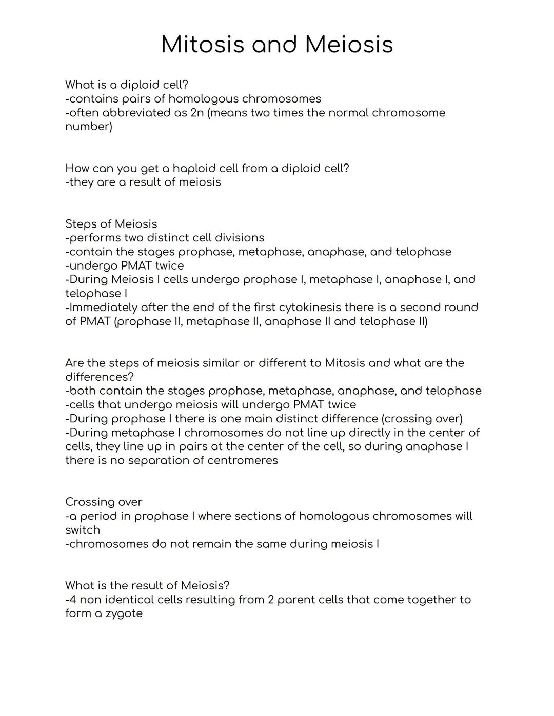 # Mitosis and Meiosis
Why do cells divide?
-to make more cells and beat the risk of extinction (reproduction)
-for your body to grow and fo