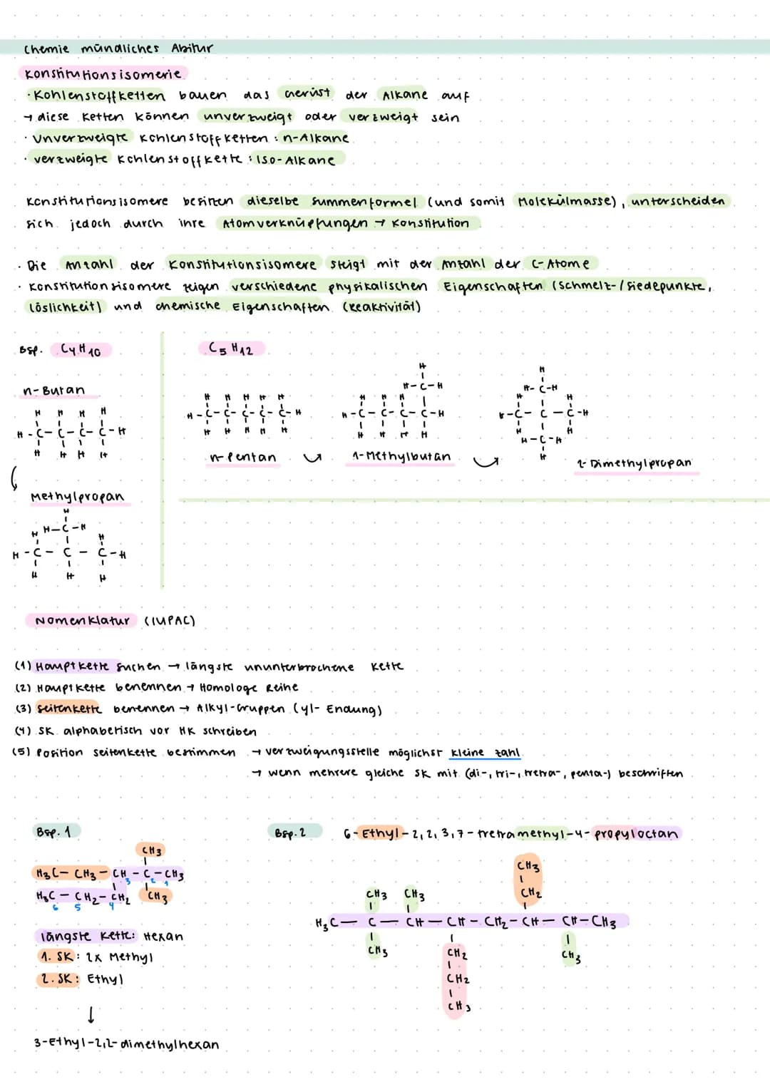 Chemie mündliches Abitur Q1.1 Konlenwasserstoffe
Alkane
* Stoffgruppe einfacher, gesättigter Kohlenwasserstoffe
* keine Mehrfachbindung