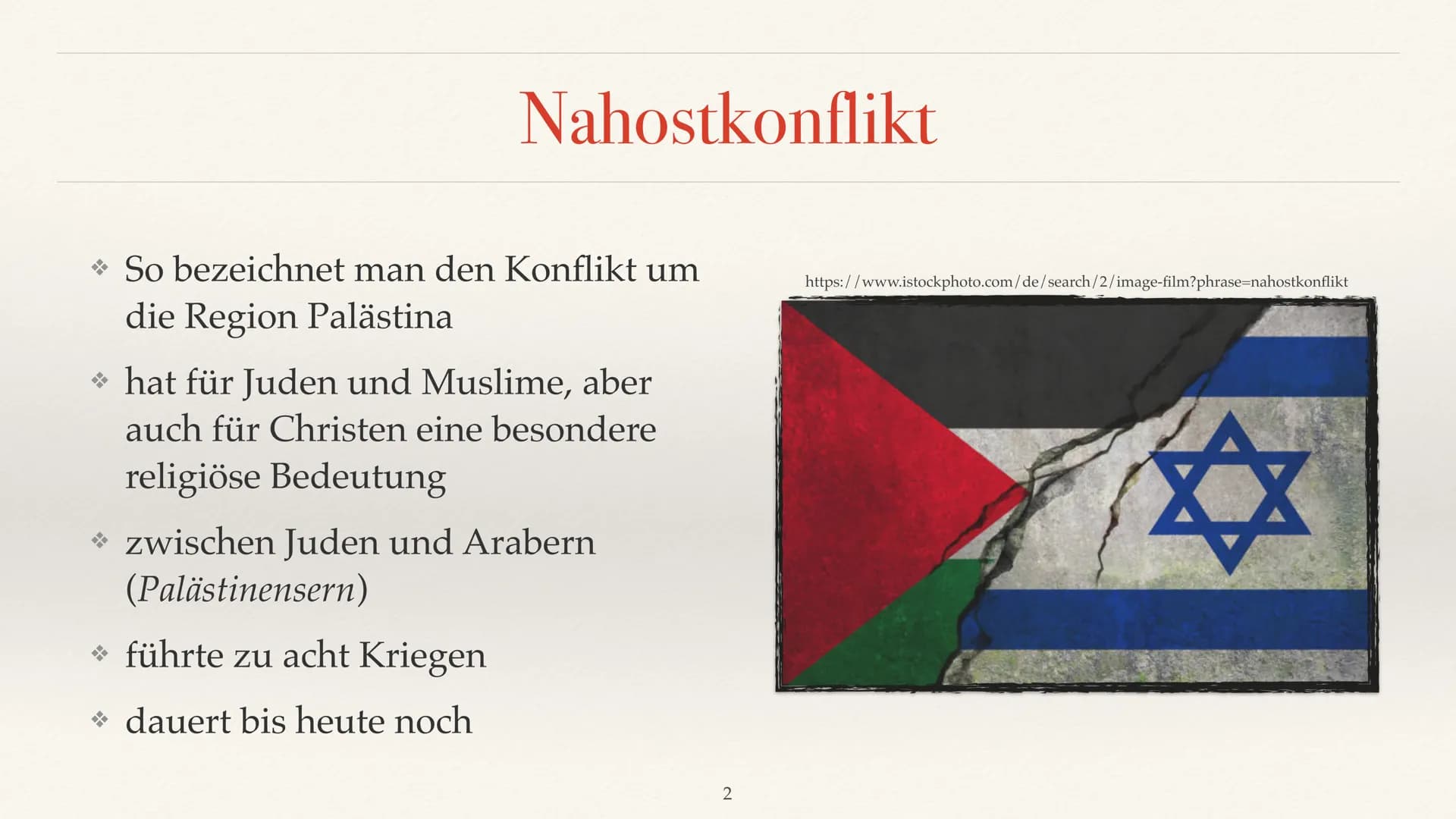 Rayan Lina Jaber
# Der Nahostkonflikt
Israel - Palästina - Konflikt
1 # Nahostkonflikt
◆ So bezeichnet man den Konflikt um
die Region Pa
