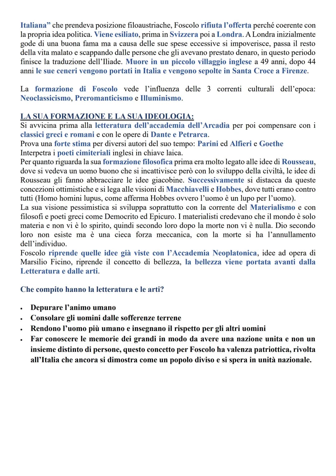 # Ugo Foscolo
VITA:
Niccolò Ugo Foscolo nasce nell' isola greca di
Zante (Zacinto) isola che nel periodo napoleonico
apparteneva alla repu