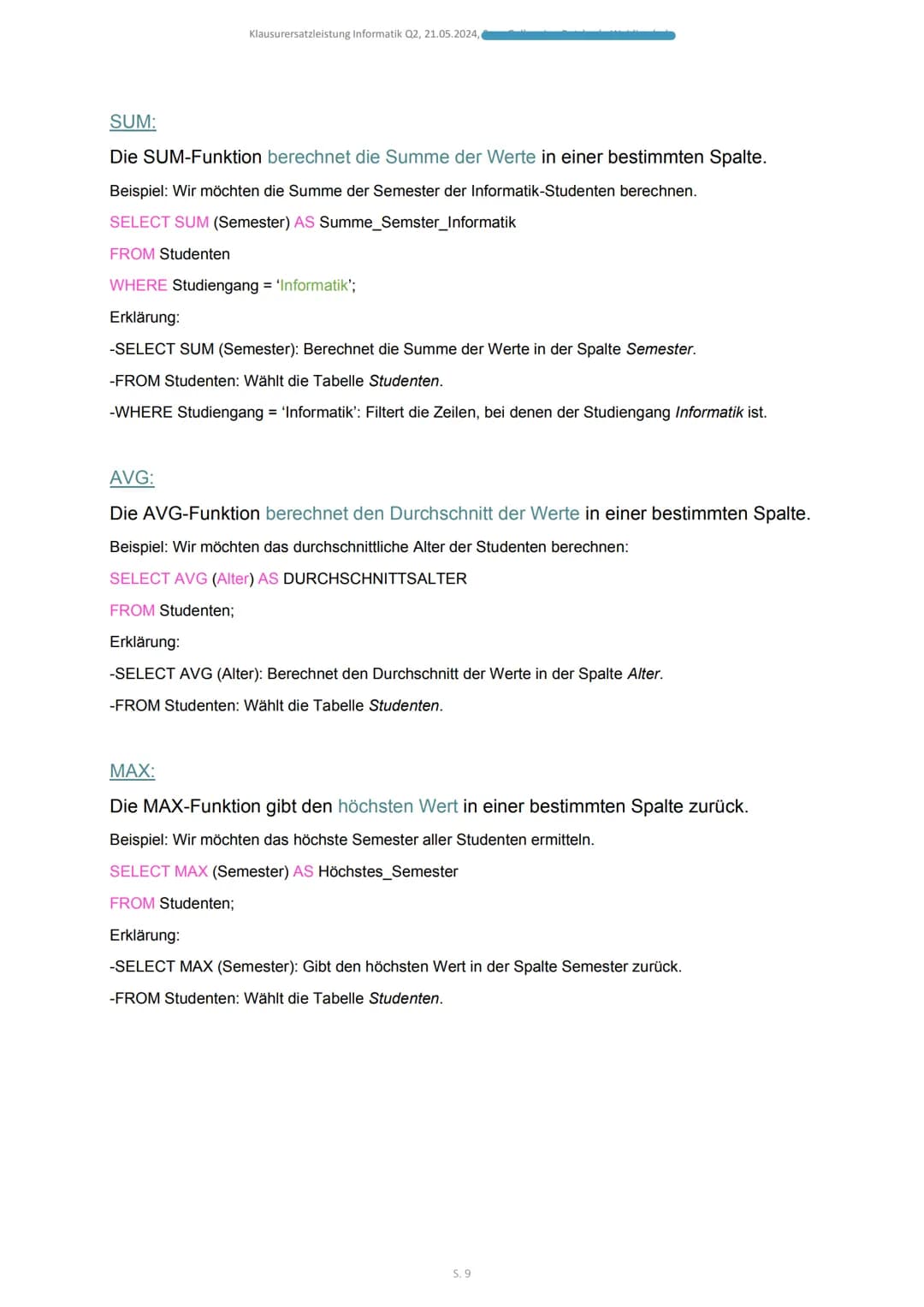 2024
SQL
KLAUSURERSATZLEISTUNG Q2 INFORMATIK, 21.05.2024 Klausurersatzleistung Informatik Q2, 21.05.2024,
SQL - Sprache:
SQL steht für „