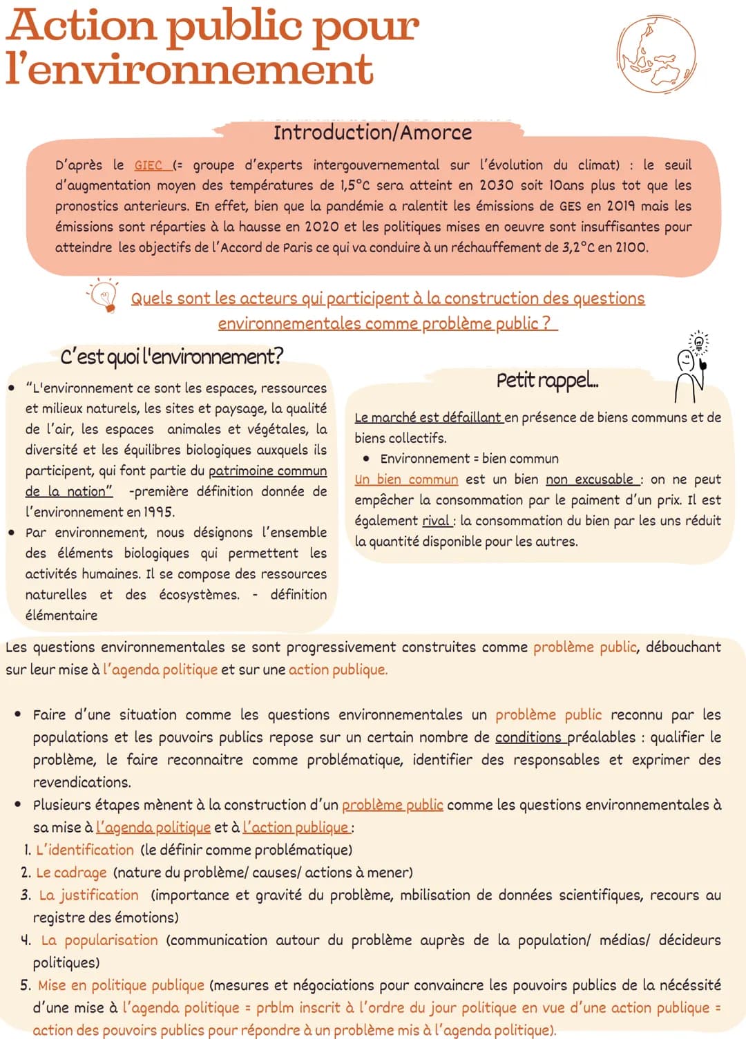 # Action public pour
l'environnement
Introduction/Amorce
D'après le GIEC (= groupe d'experts intergouvernemental sur l'évolution du climat
