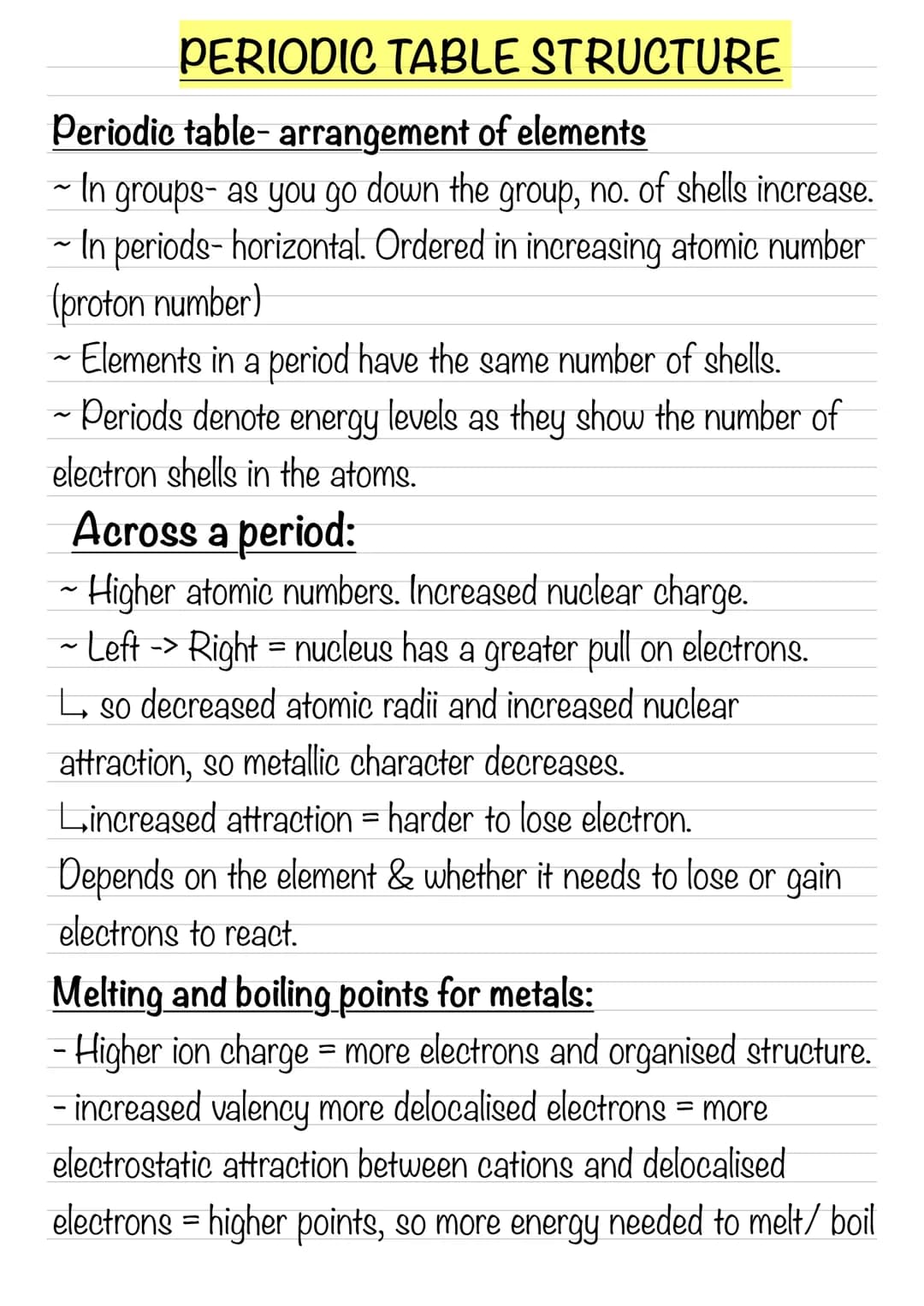 # PERIODIC TABLE STRUCTURE
Periodic table- arrangement of elements
~ In groups- as you go down the group, no. of shells increase.
~ In per