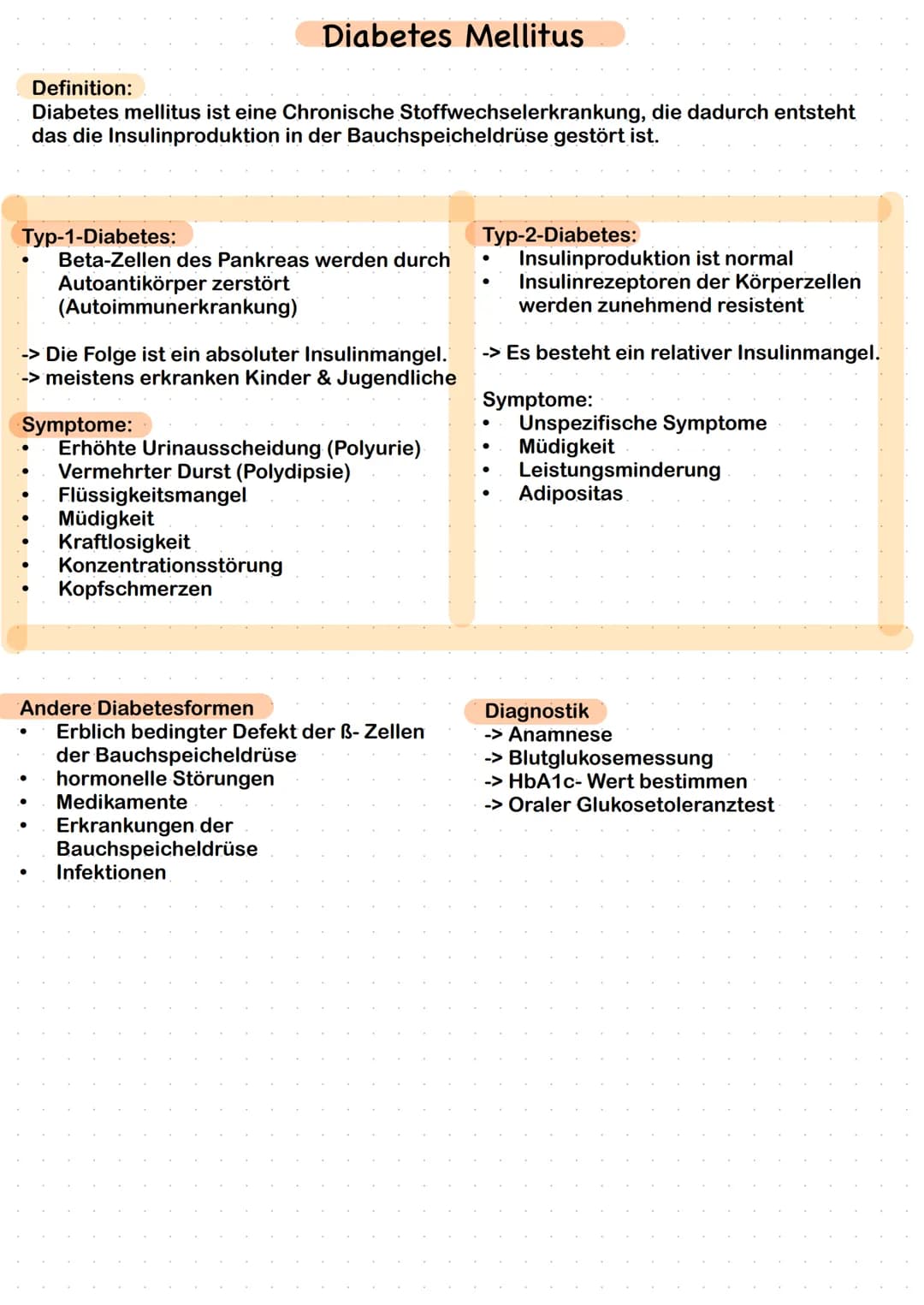 # Diabetes Mellitus
Definition:
Diabetes mellitus ist eine Chronische Stoffwechselerkrankung, die dadurch entsteht
das die Insulinproduktio