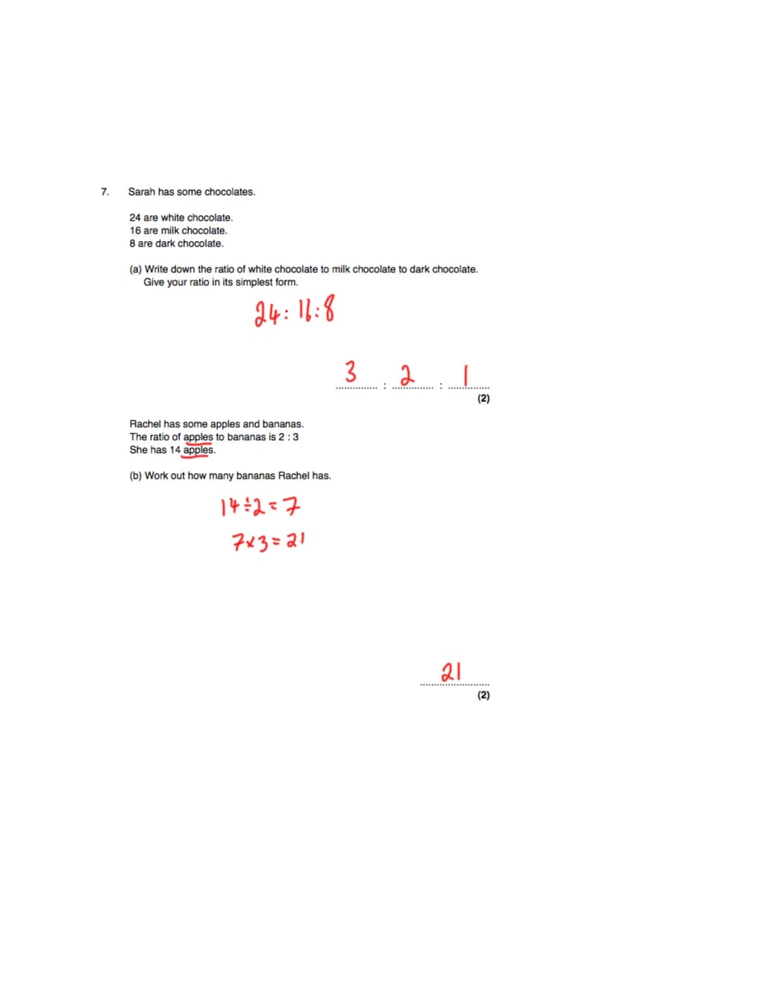 Name:
Exam Style Questions
Ratio
Corbettmaths
Ensure you have: Pencil, pen, ruler, protractor, pair of compasses and eraser
You may use