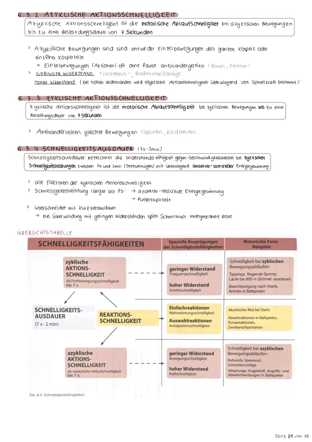 # 6. Schnelligkeit
6. 1 BEDEUTUNG DER SCHNELLIGKEIT
Fähigkeit des Nerv-Muskel-Systems, motorische Aktionen in einem unter den
gegebenen B