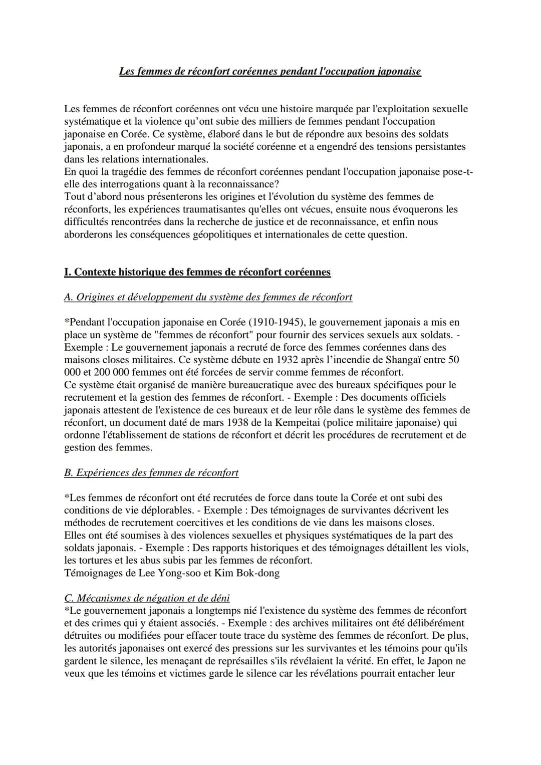 # Les femmes de réconfort coréennes pendant l'occupation japonaise
Les femmes de réconfort coréennes ont vécu une histoire marquée par l'ex