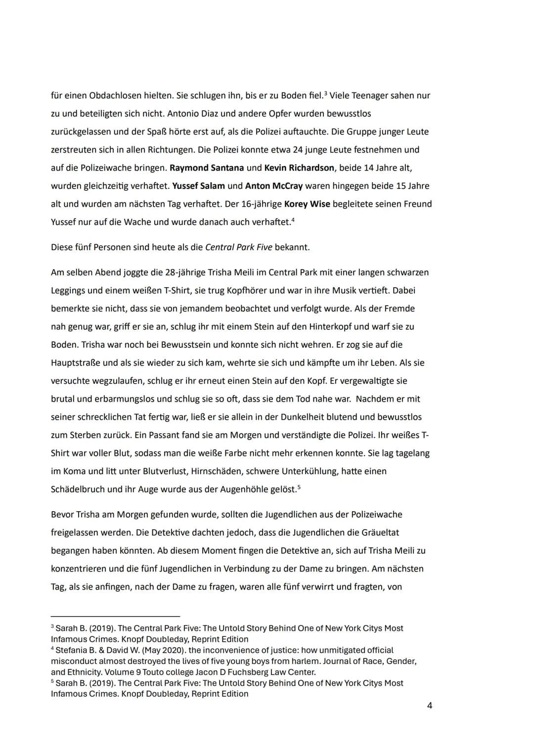 eseli-Sc
Abitur 2024
Schriftliche Ausarbeitung zur Präsentationsprüfung als 5.
Prüfungskomponente
Central Park Five-
Ein Einzelfall oder