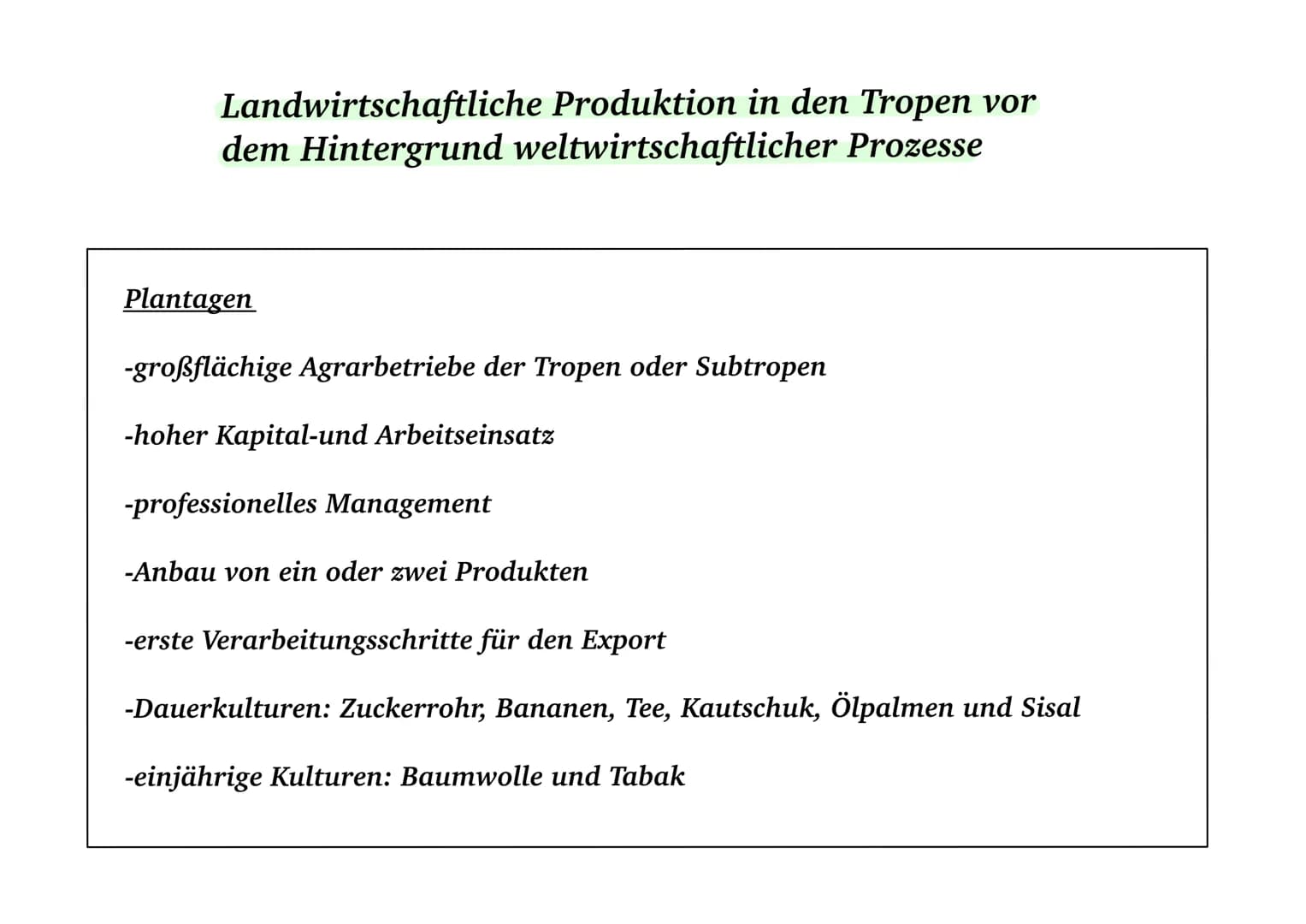 Landwirtschaft Shifting Cultivation
-Schwellenländer
-Felder werden nur für wenige Jahre intensiv genutzt
danach werden die Anbauflächen & S