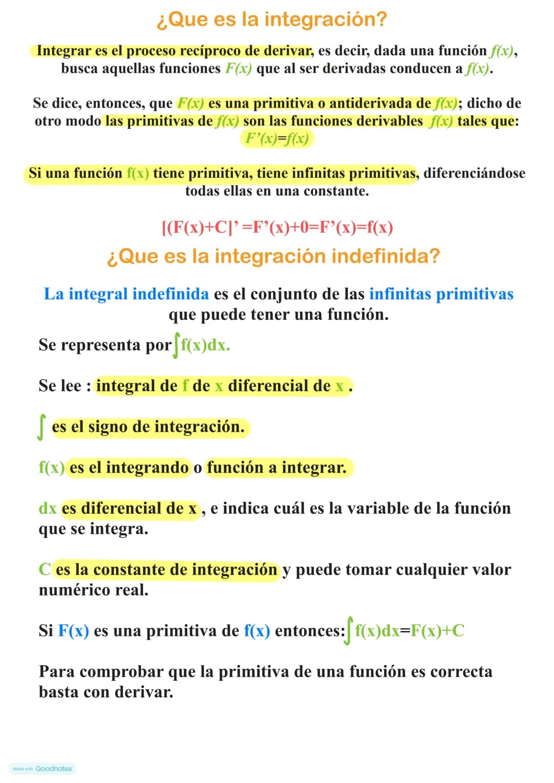 # Integrales # ¿Que es la integración?
Integrar es el proceso recíproco de derivar, es decir, dada una función $f(x)$,
busca aquellas funci