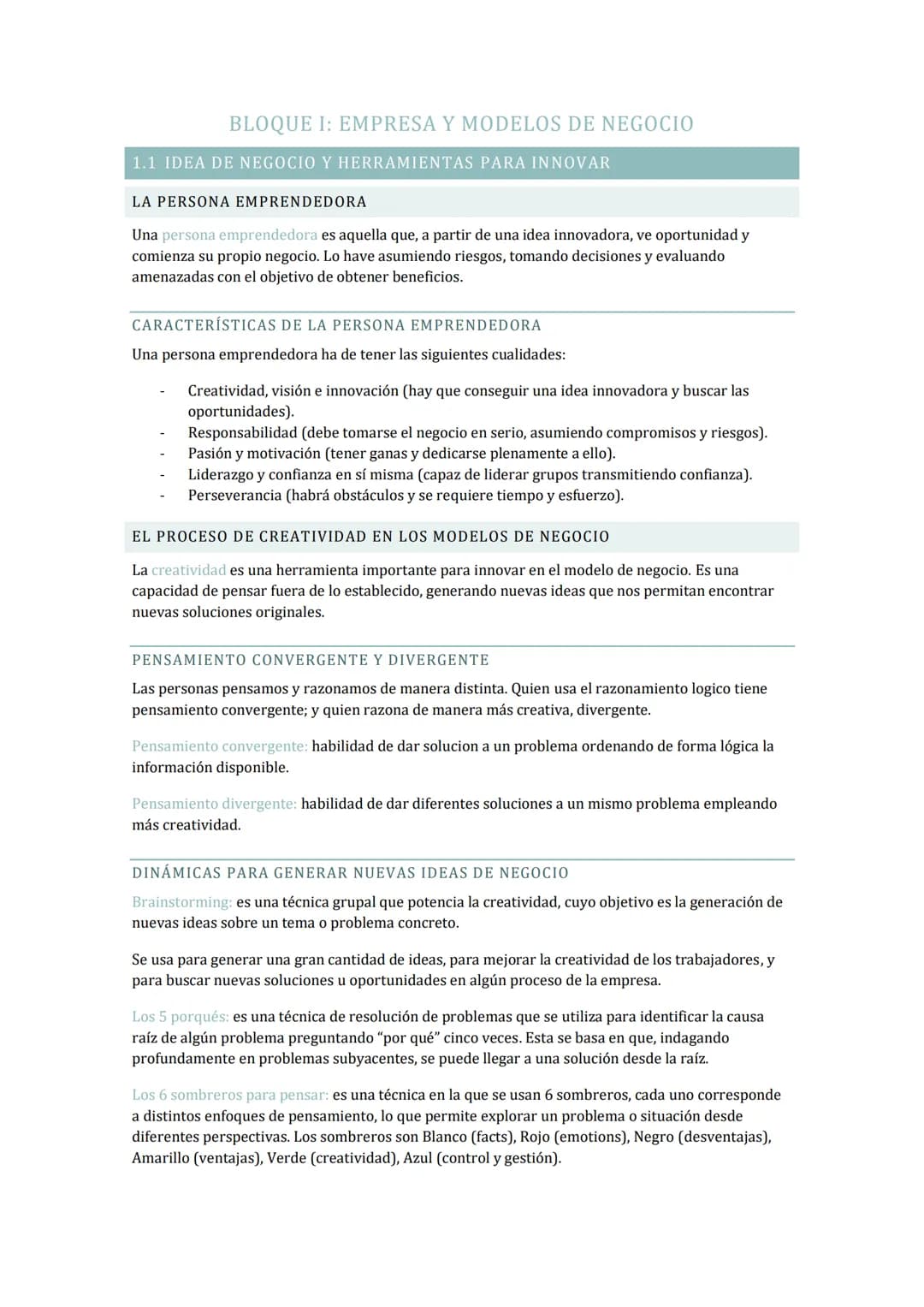 # BLOQUE I: EMPRESA Y MODELOS DE NEGOCIO
1.1 IDEA DE NEGOCIO Y HERRAMIENTAS PARA INNOVAR
LA PERSONA EMPRENDEDORA
Una persona emprendedora