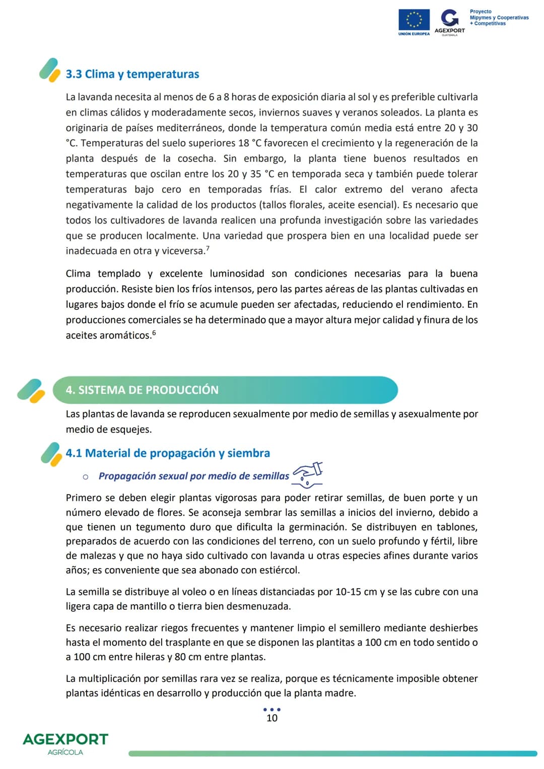 UNIÓN EUROPEA
G
AGEXPORT
GUATEMALA
Proyecto
Mipymes y Cooperativas
+ Competitivas
Lavanda, Lavandula angustifolia
AGEXPORT
AGRÍCOLA G
AG
