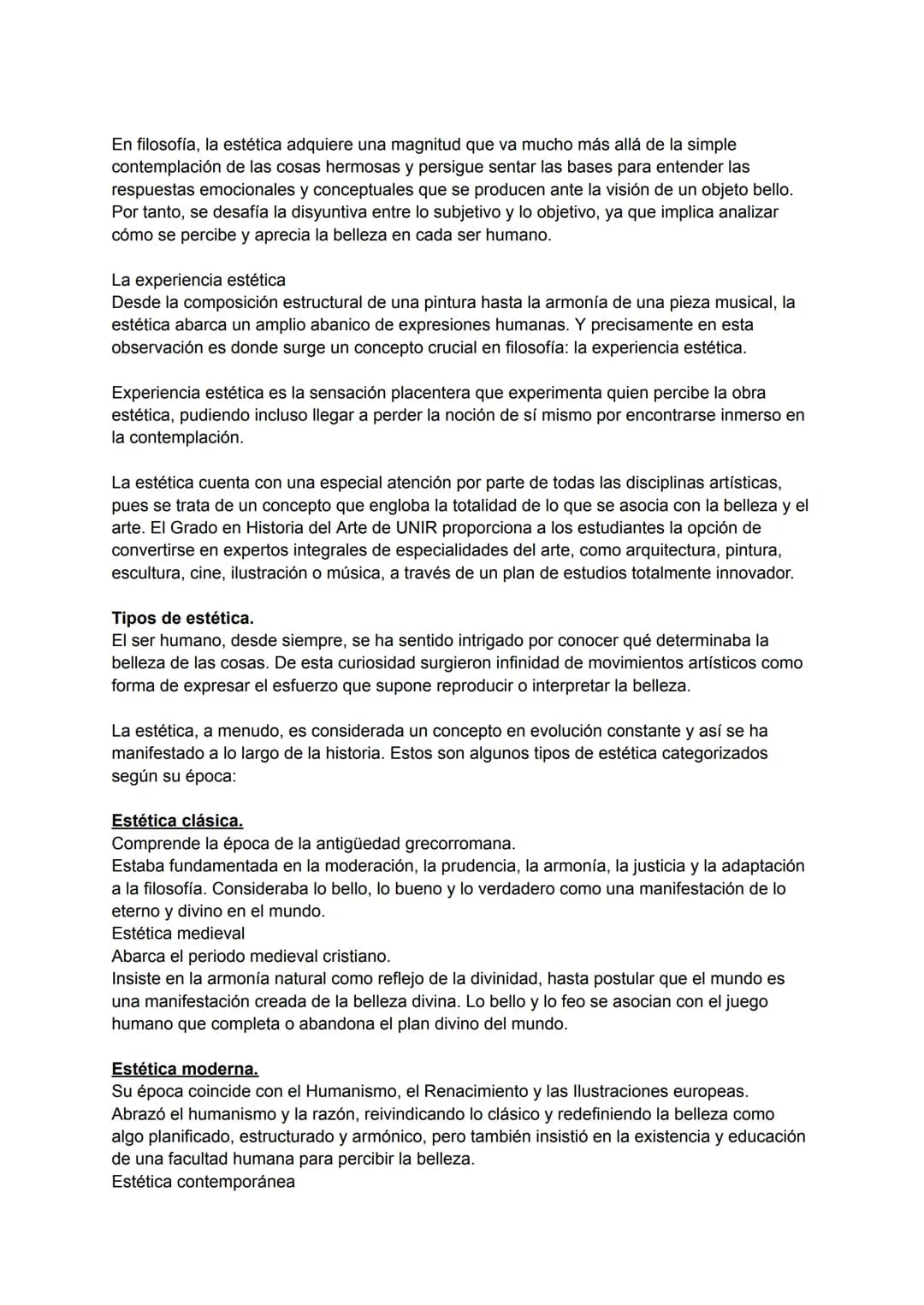 # La estética.
¿Qué es?
La estética busca el porqué de algunas cuestiones, por ejemplo, por qué algún objeto,
pintura o escultura no resul