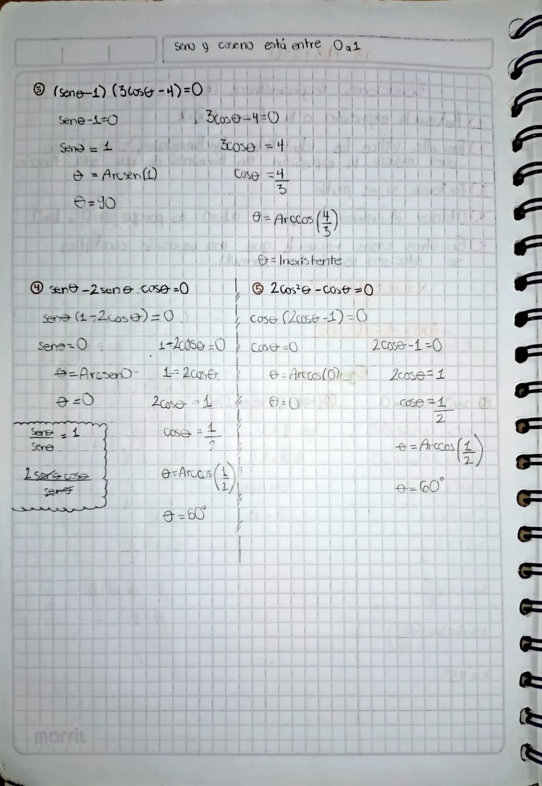 Conceptos y formulas
| | 0° | 30° | 45° | 60° | 90° |
|---|---|---|---|---|---|
| Seno | $\frac{\sqrt{0}}{2} = 0$ | $\frac{\sqrt{1}}{2} =