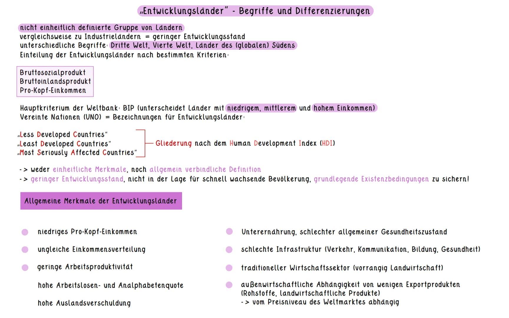 3. KURSHALBJAHR: LEBEN IN DER "EINEN WELT" - „ENTWICKLUNGSLÄNDER" IM WANDEL # „Entwicklungsländer" - Begriffe und Differenzierungen
nicht e