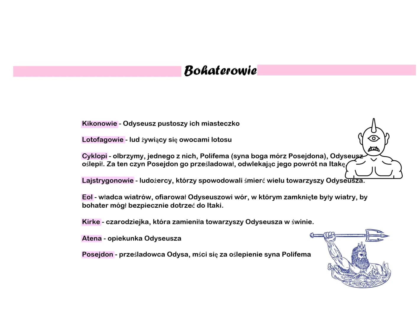 # Odyseja
Homer
rozszerzenie
## Tematyka
Odyseja jest eposem, który opowiada o losach bohatera spod Troi - Odyseusza.
Główny bohater wys