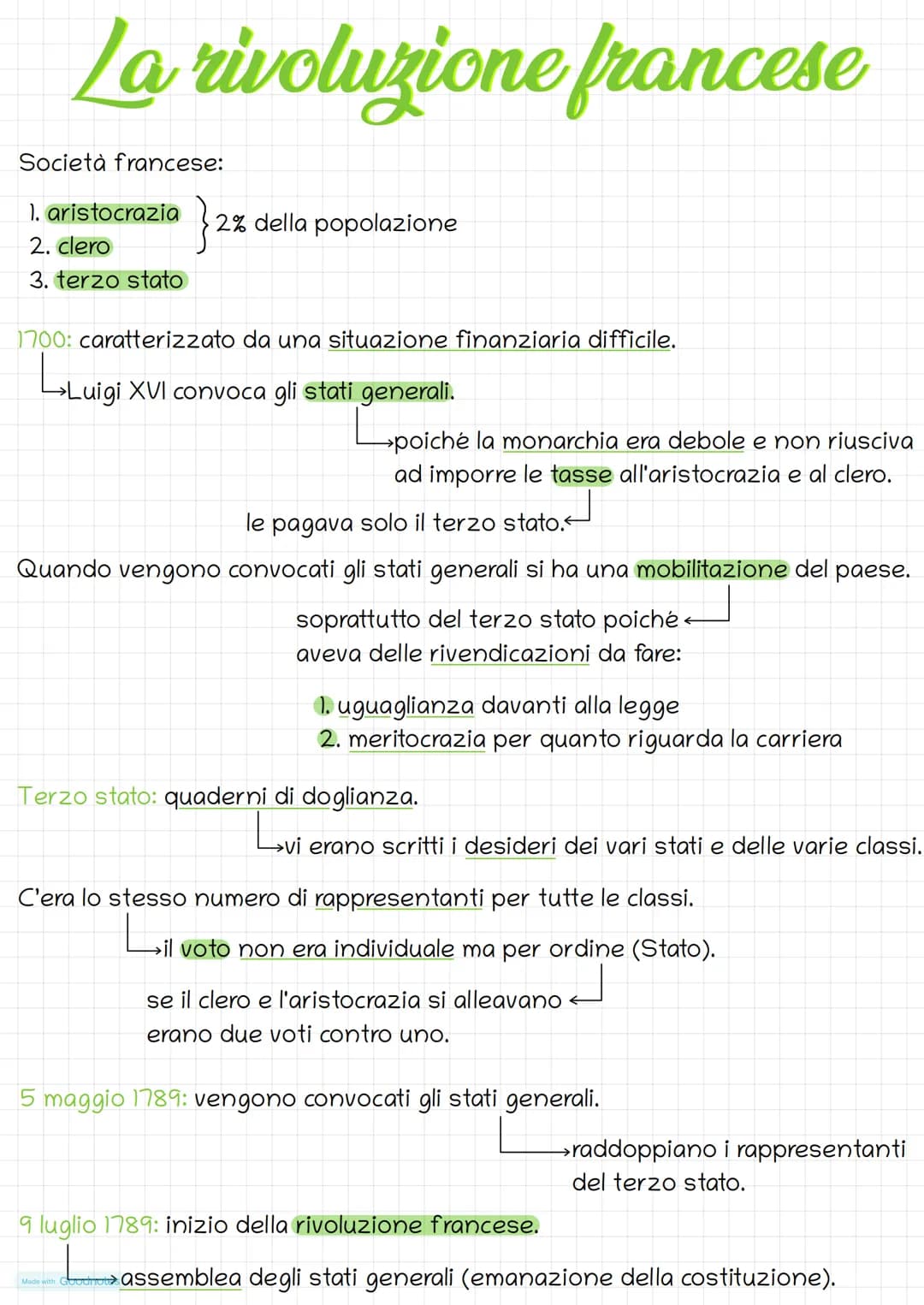# La rivoluzione francese
Società francese:
1. aristocrazia
2. clero
3. terzo stato
}2
2% della popolazione
1700: caratterizzato da una si
