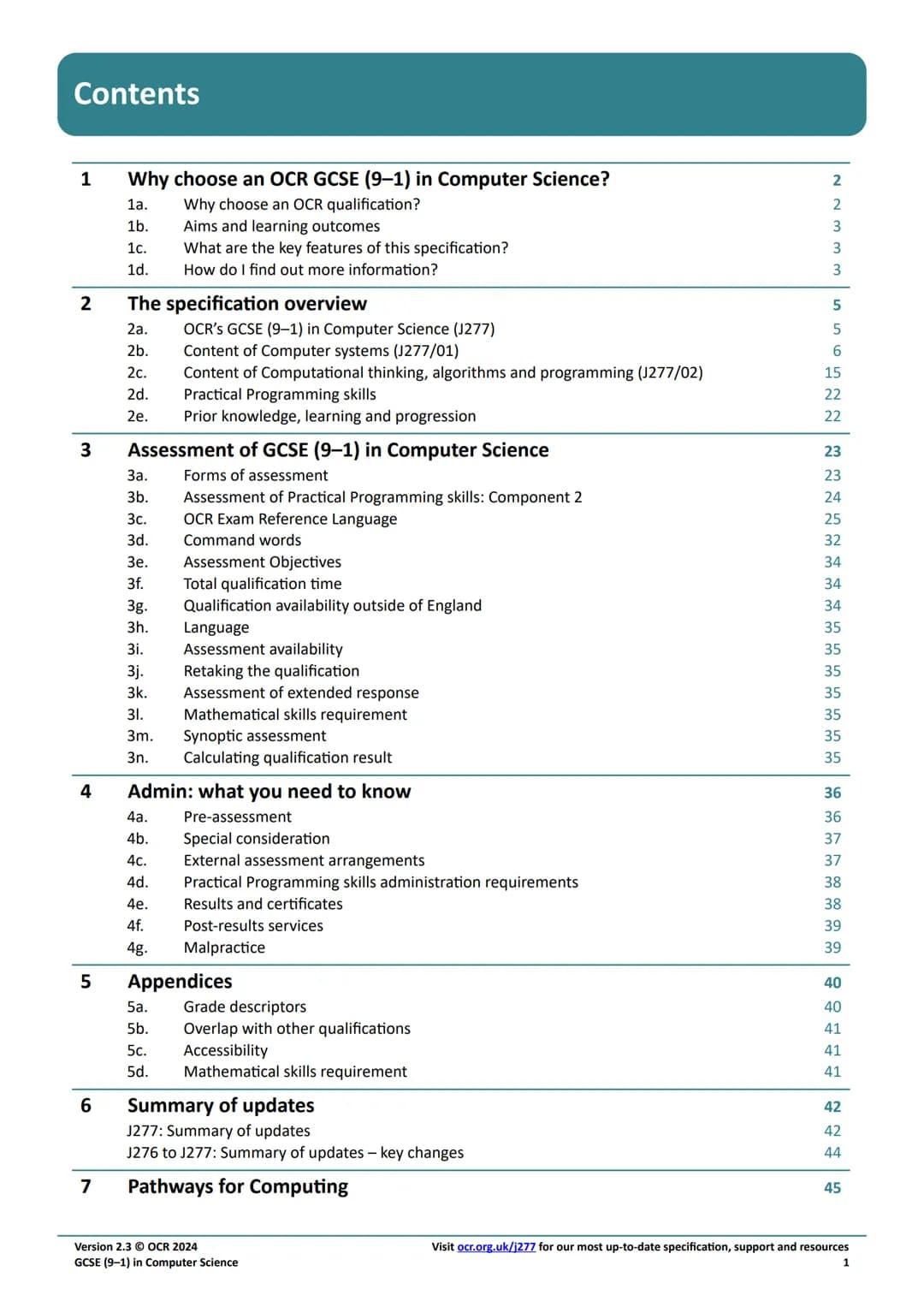 Qualification
Accredited
OCR
Oxford Cambridge and RSA
GCSE (9-1)
Specification
COMPUTER
SCIENCE
J277
For first assessment in 2022
X
C43