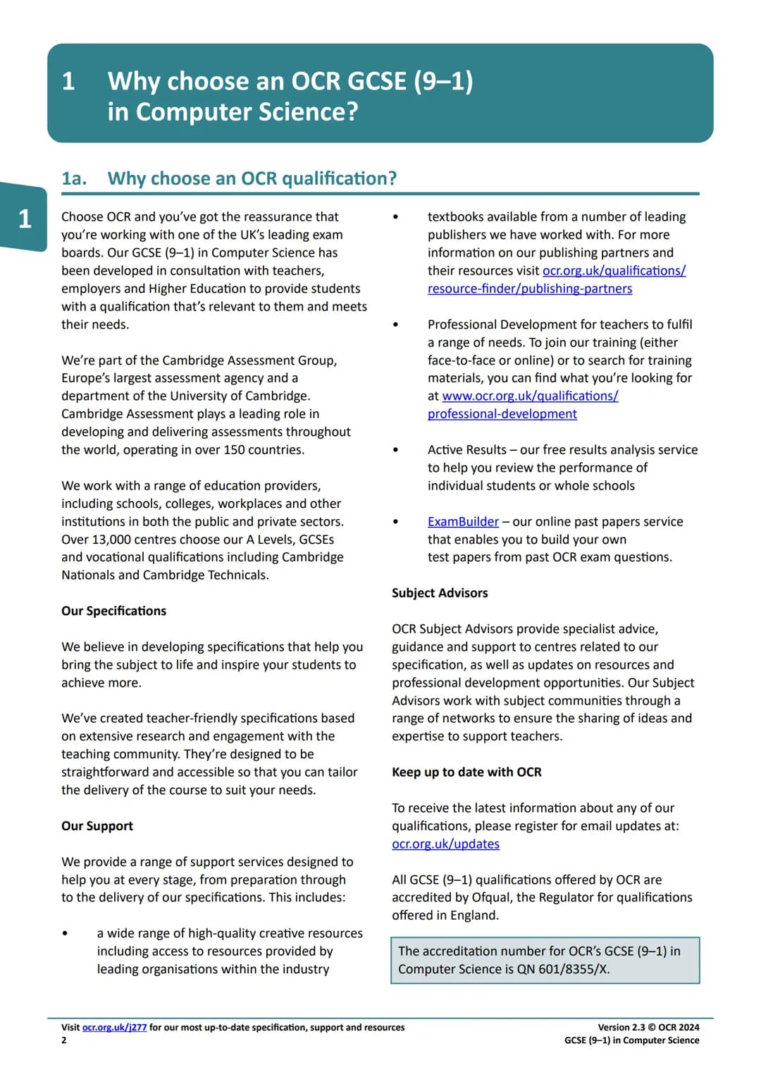 Qualification
Accredited
OCR
Oxford Cambridge and RSA
GCSE (9-1)
Specification
COMPUTER
SCIENCE
J277
For first assessment in 2022
X
C43