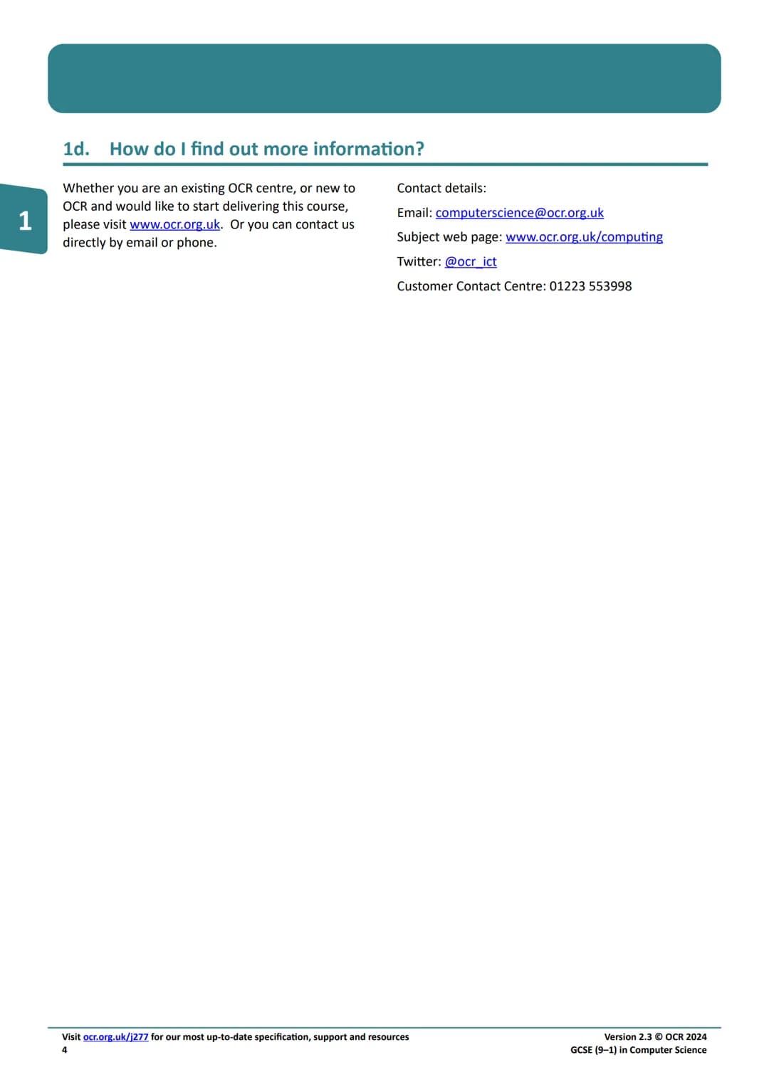 Qualification
Accredited
OCR
Oxford Cambridge and RSA
GCSE (9-1)
Specification
COMPUTER
SCIENCE
J277
For first assessment in 2022
X
C43