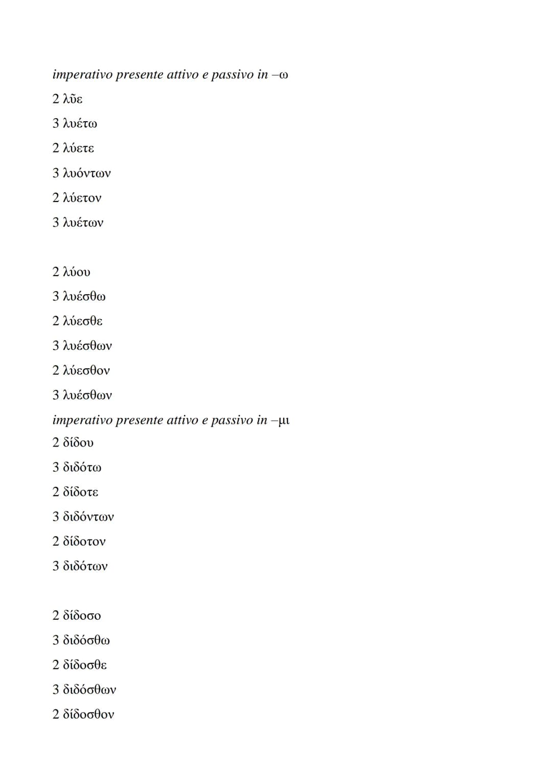# Grammatica greca
I COMPLEMENTI
stato in luogo → ἐν + dativo / dativo semplice
* sopra → ἐπί + genitivo o dativo
* presso – παρά + d