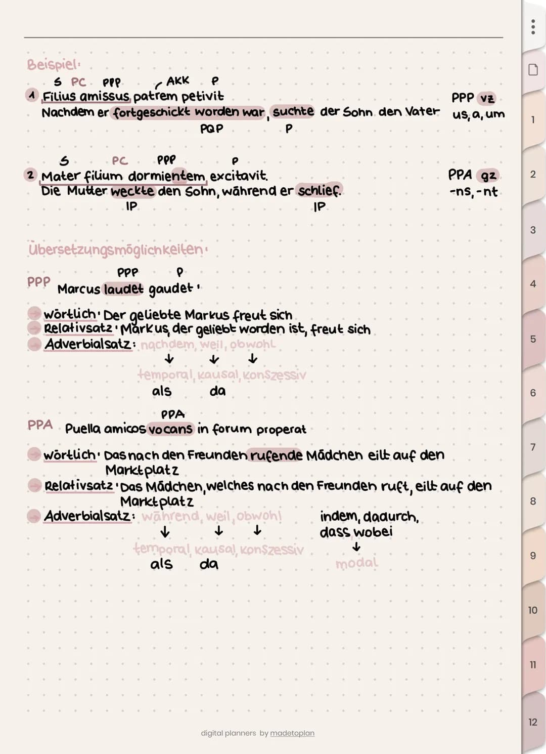 # Latein wiederholung
GRAMMATIK
Grundlagen
- Nomen deklinieren
- Es gibt im Lat folgende Geni f,m,n,
- Es gibt die A-DEKL (f), die O-DEKL