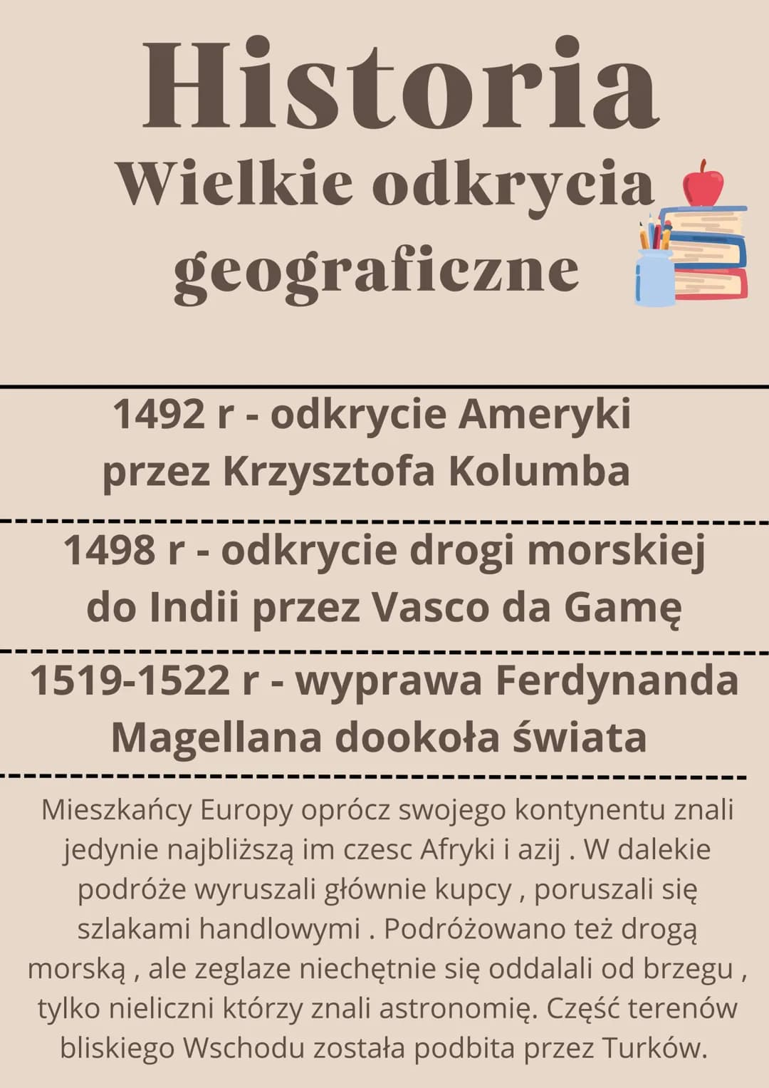 # Historia
Wielkie odkrycia
geograficzne
1492 r - odkrycie Ameryki
przez Krzysztofa Kolumba
1498 r - odkrycie drogi morskiej
do Indii prz