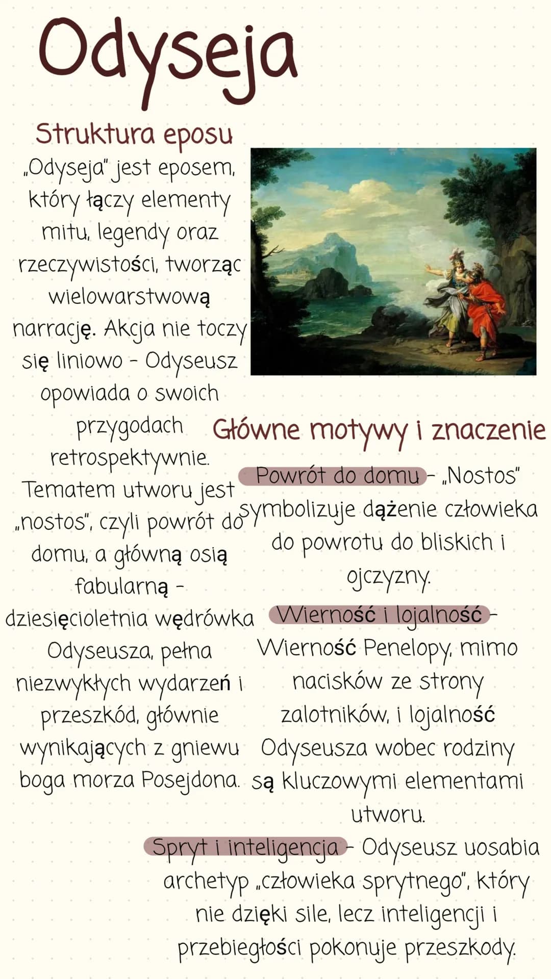 # Odyseja
Struktura eposu
„Odyseja" jest eposem,
który łączy elementy
mitu, legendy oraz
rzeczywistości, tworząc
wielowarstwową
narrację. A