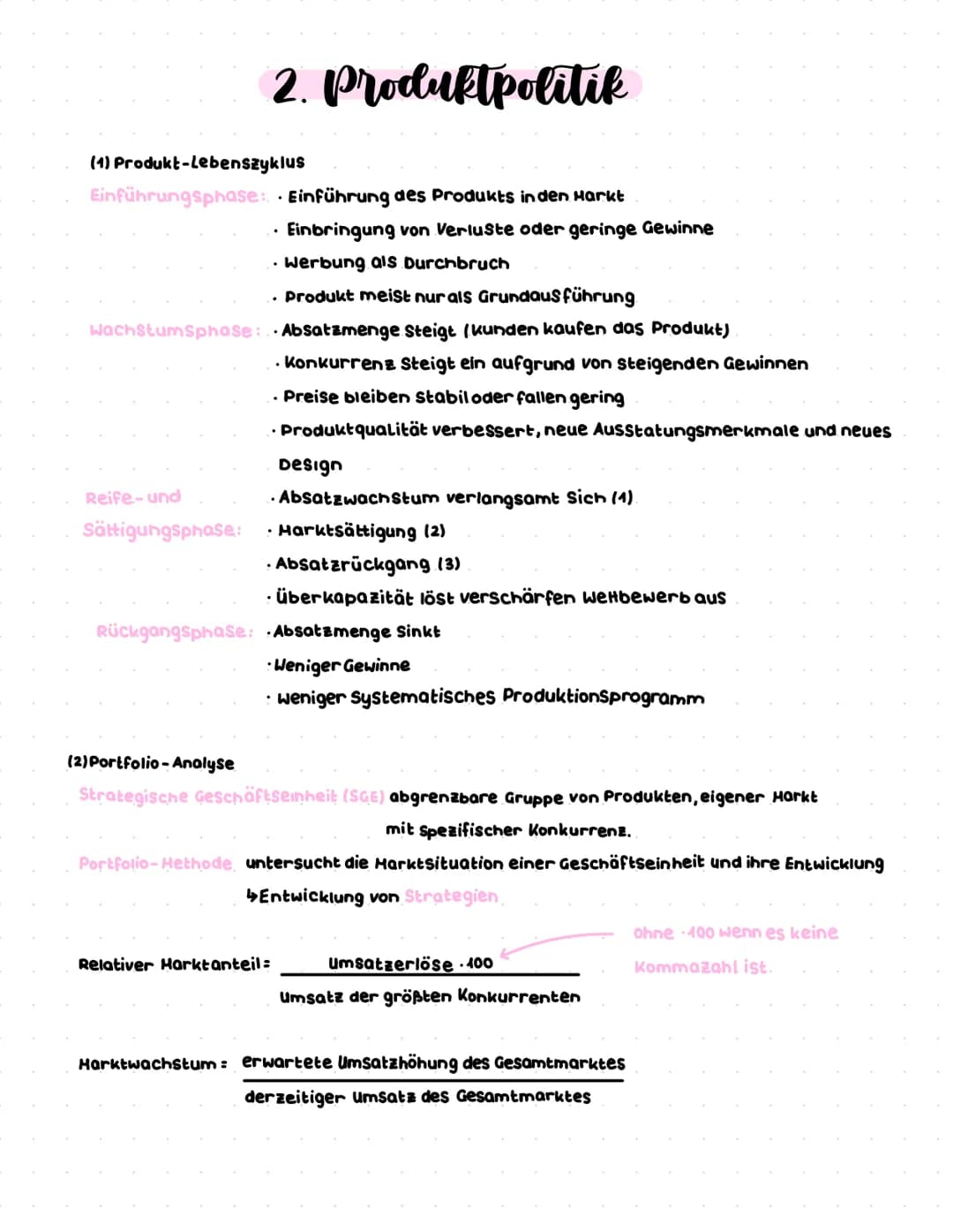 ## 2. Produktpolitik
(1) Produkt-Lebenszyklus
Einführungsphase: Einführung des Produkts in den Harkt
* Einbringung von Verluste oder ge
