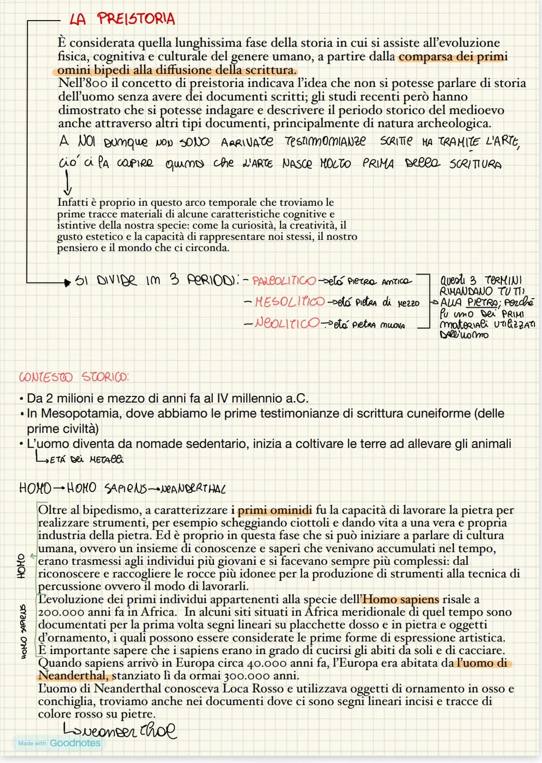 # LA PREISTORIA
È considerata quella lunghissima fase della storia in cui si assiste all'evoluzione
fisica, cognitiva e culturale del gener